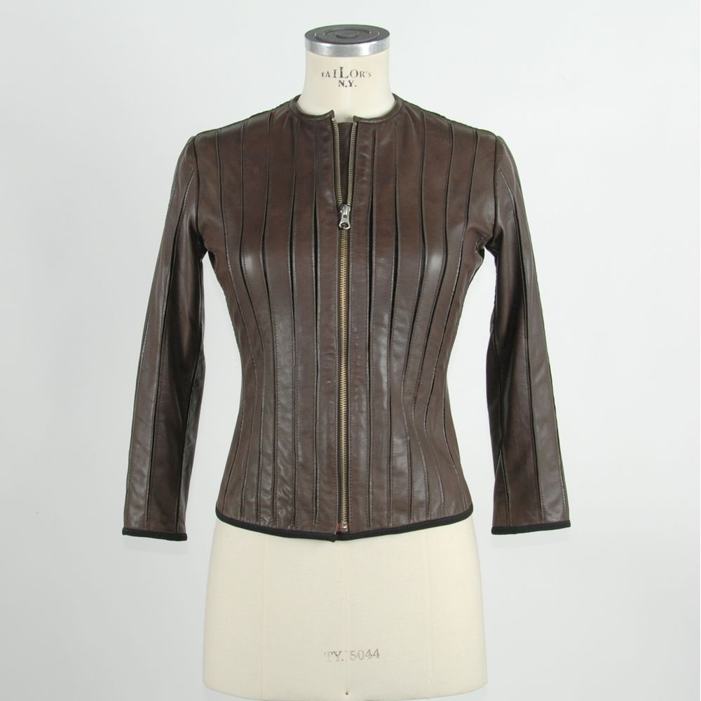 Emilio Romanelli Brown Leather Women Jacket | Regal Royce