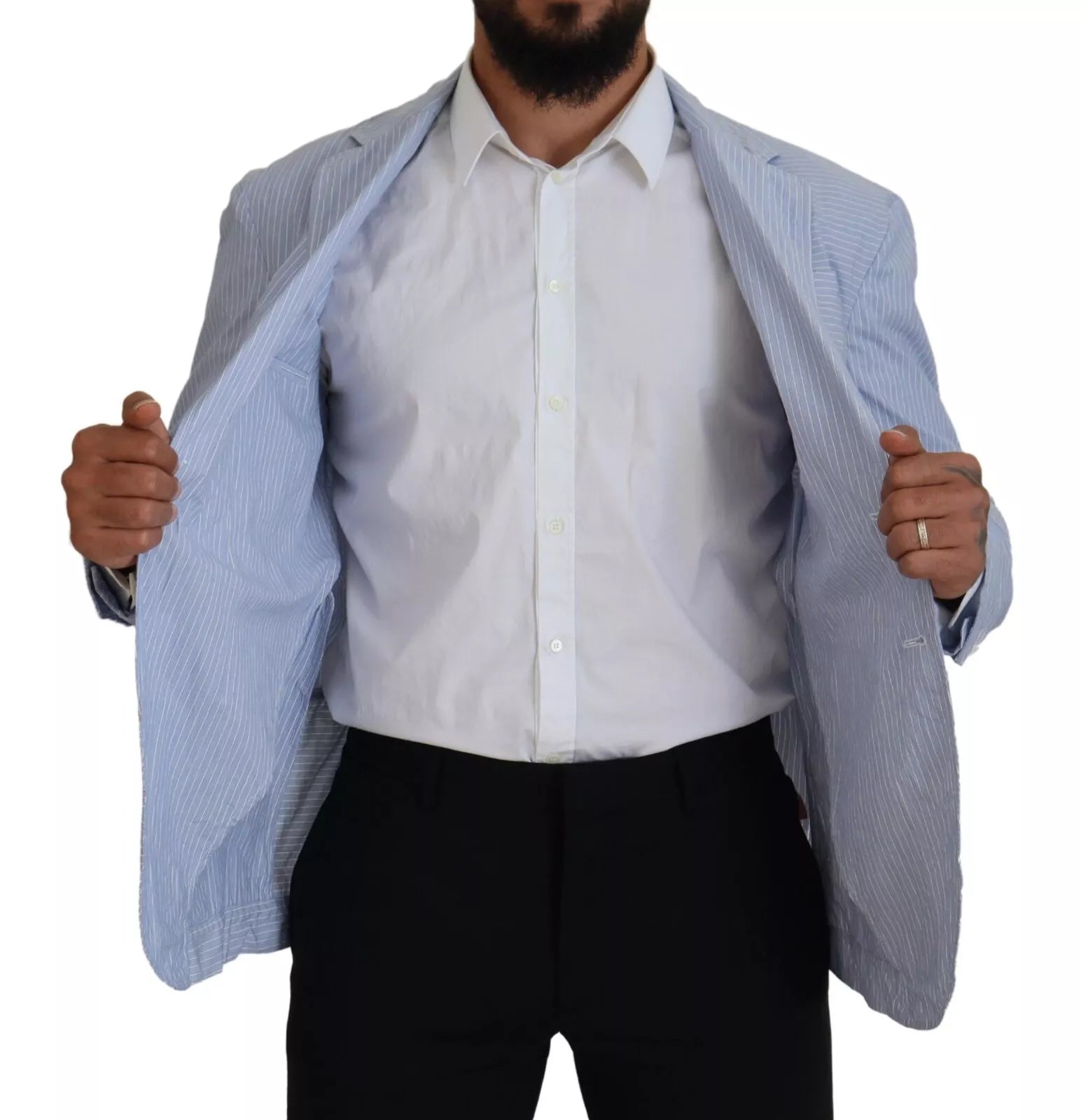 Dsquared² Blue Striped Single Breasted Formal Coat Blazer | Regal Royce