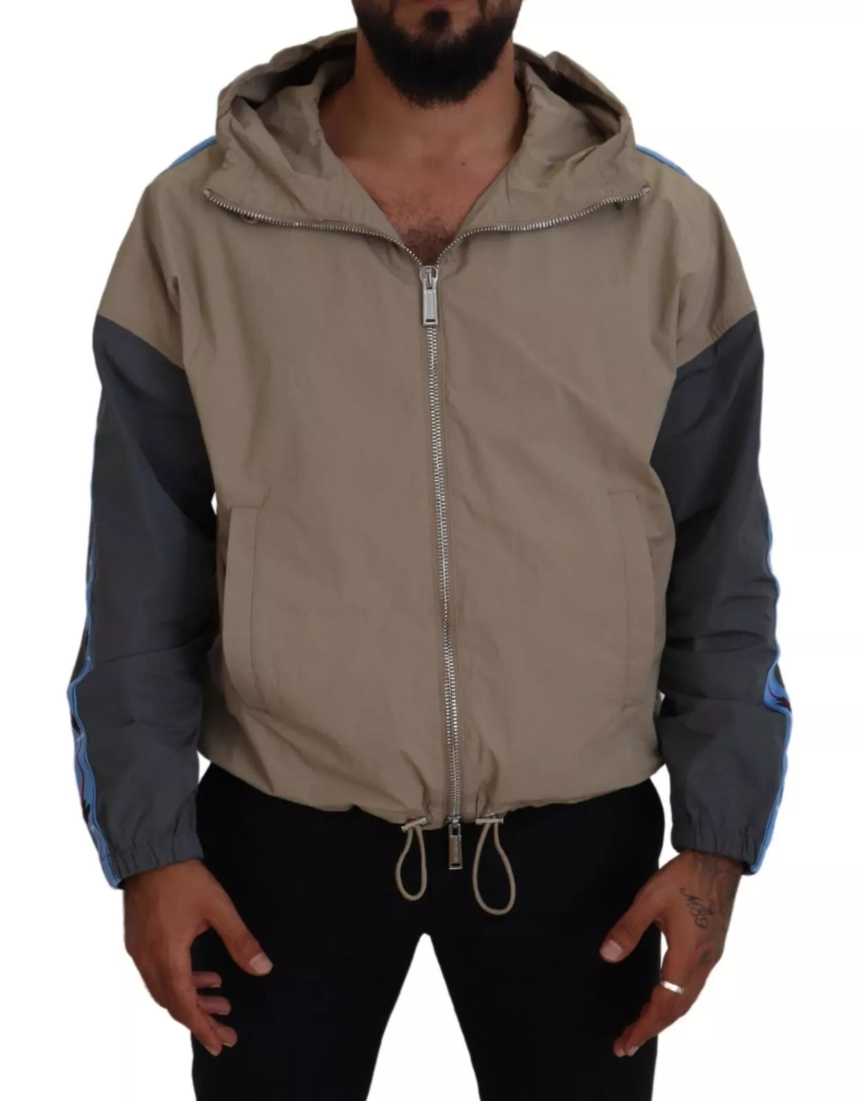 Dsquared² Brown Gray Sleeves Hooded Full Zip Jacket | Regal Royce