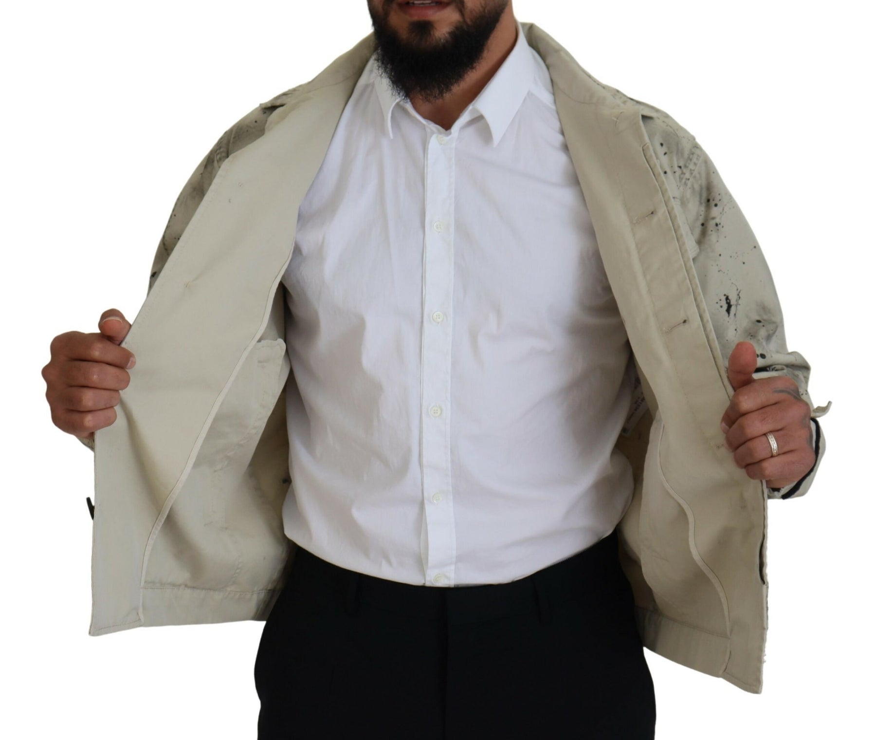 Dsquared² Off White Black Splash Print Casual Denim Jacket | Regal Royce