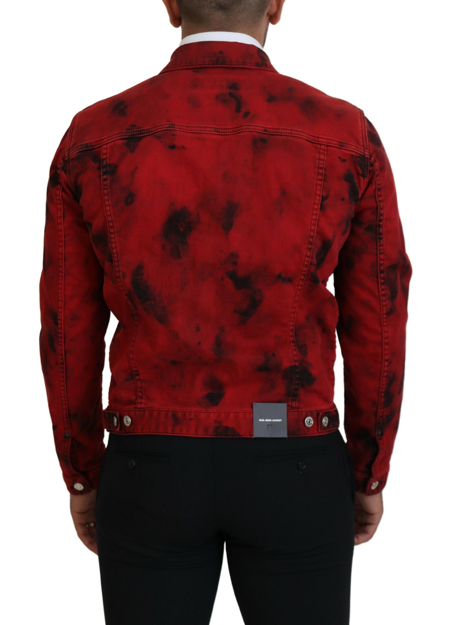 Dsquared² Red Black Tie Dye Collared Men Denim Jacket | Regal Royce