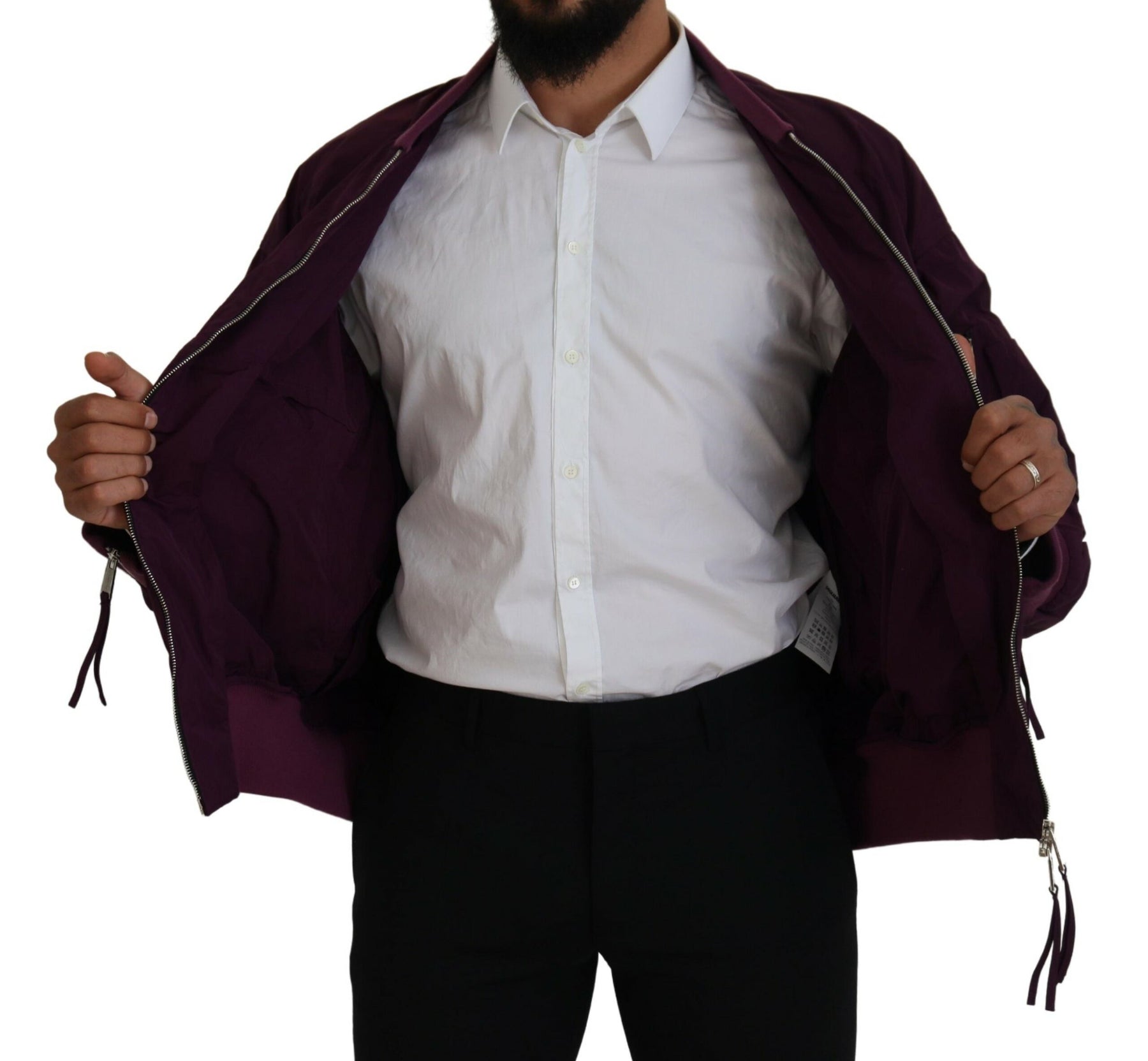 Dsquared² Purple Polyester Full Zipper Bomber Jacket | Regal Royce