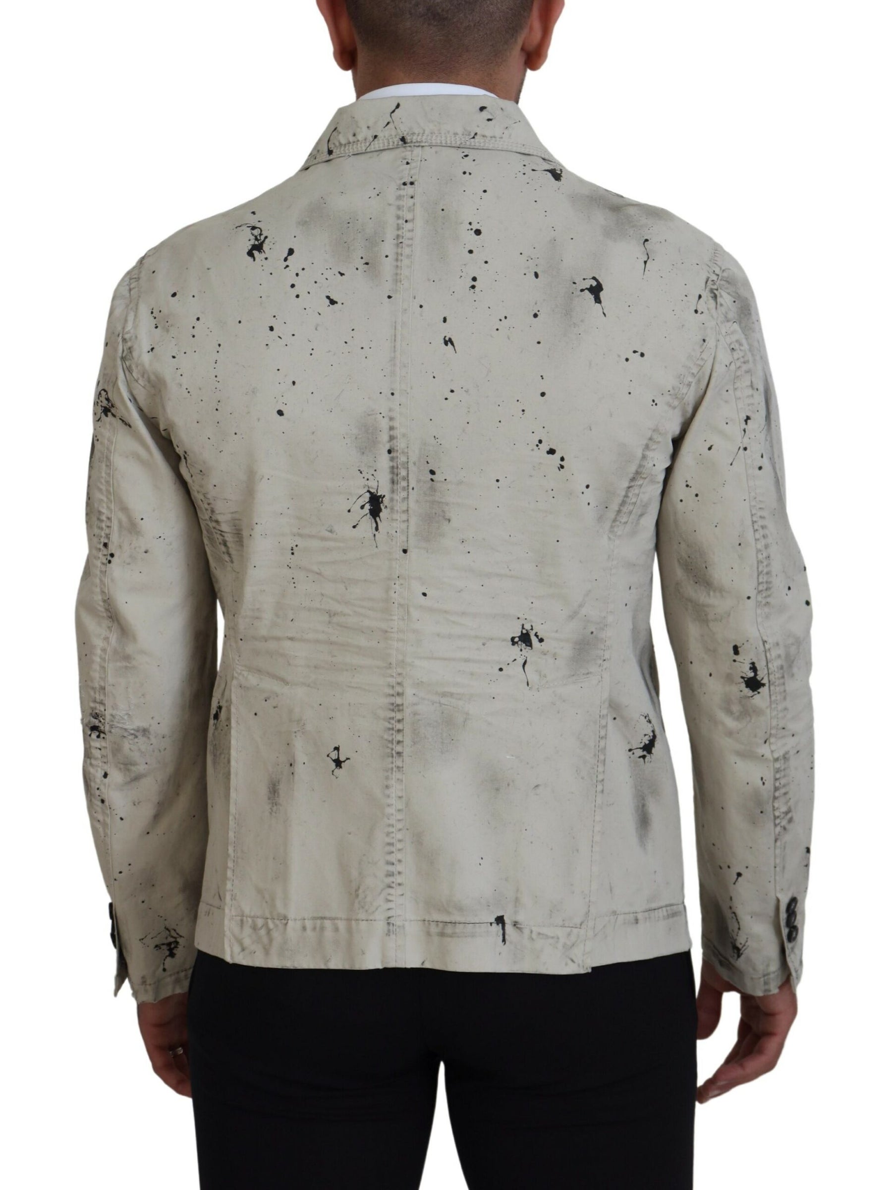 Dsquared² Off White Black Splash Print Casual Denim Jacket | Regal Royce