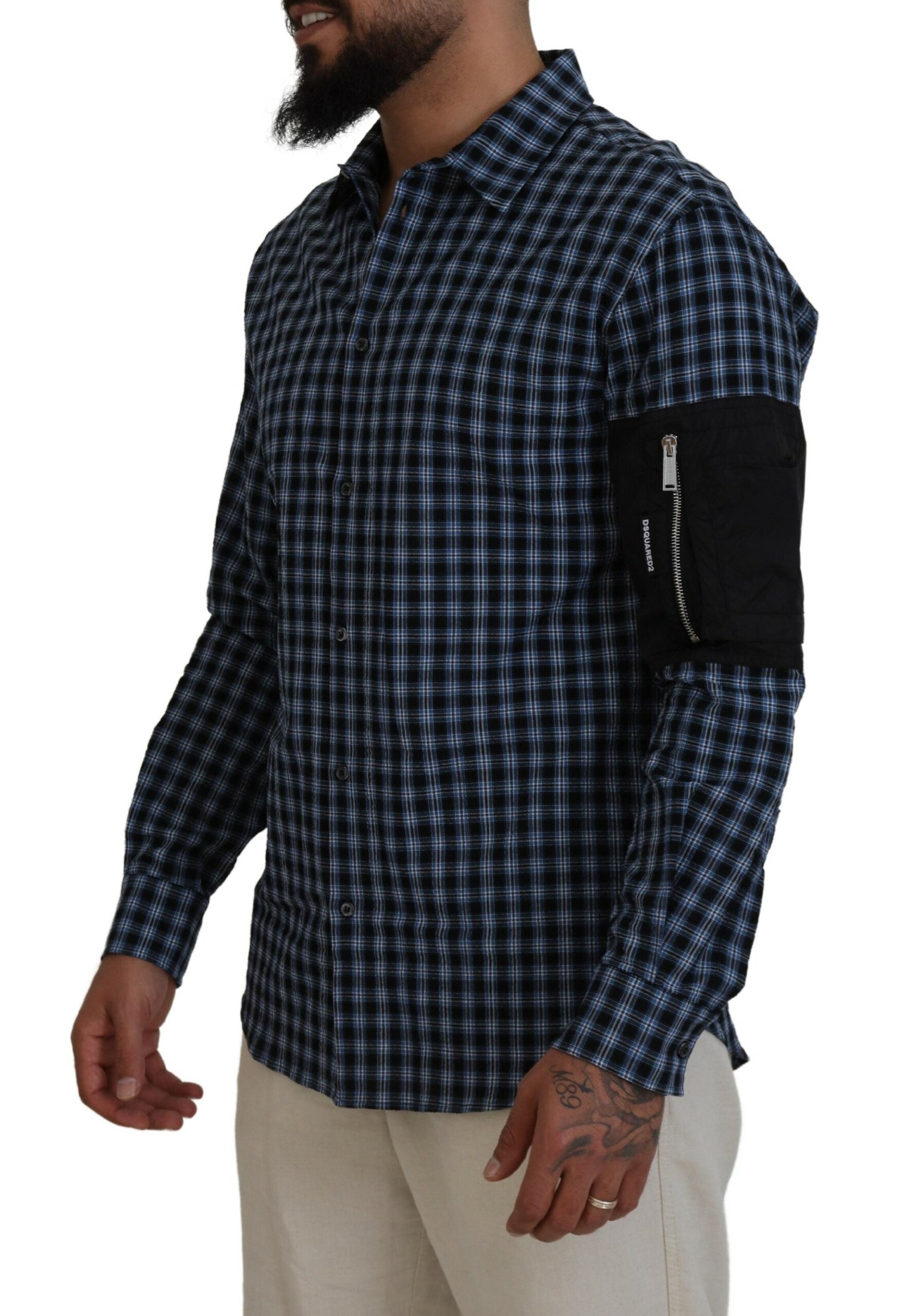 Dsquared² Multicolor Black Arm Plaid Men Long Sleeves Shirt | Regal Royce