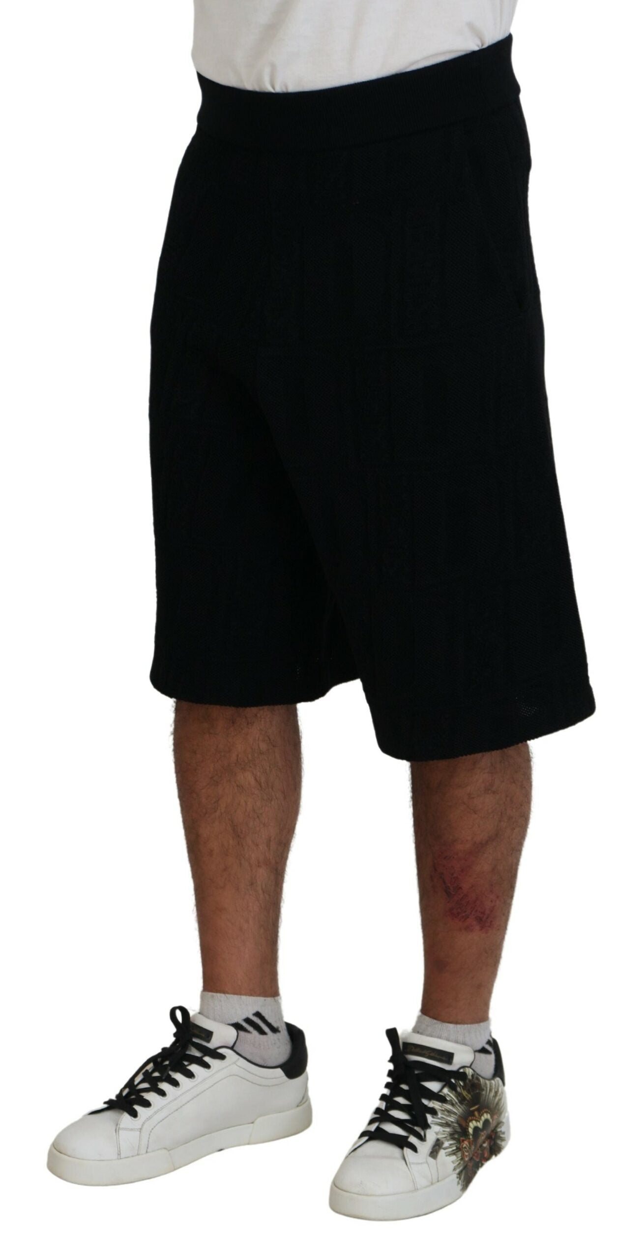 Dsquared² Black Solid Pull On Men Casual Bermuda Shorts | Regal Royce