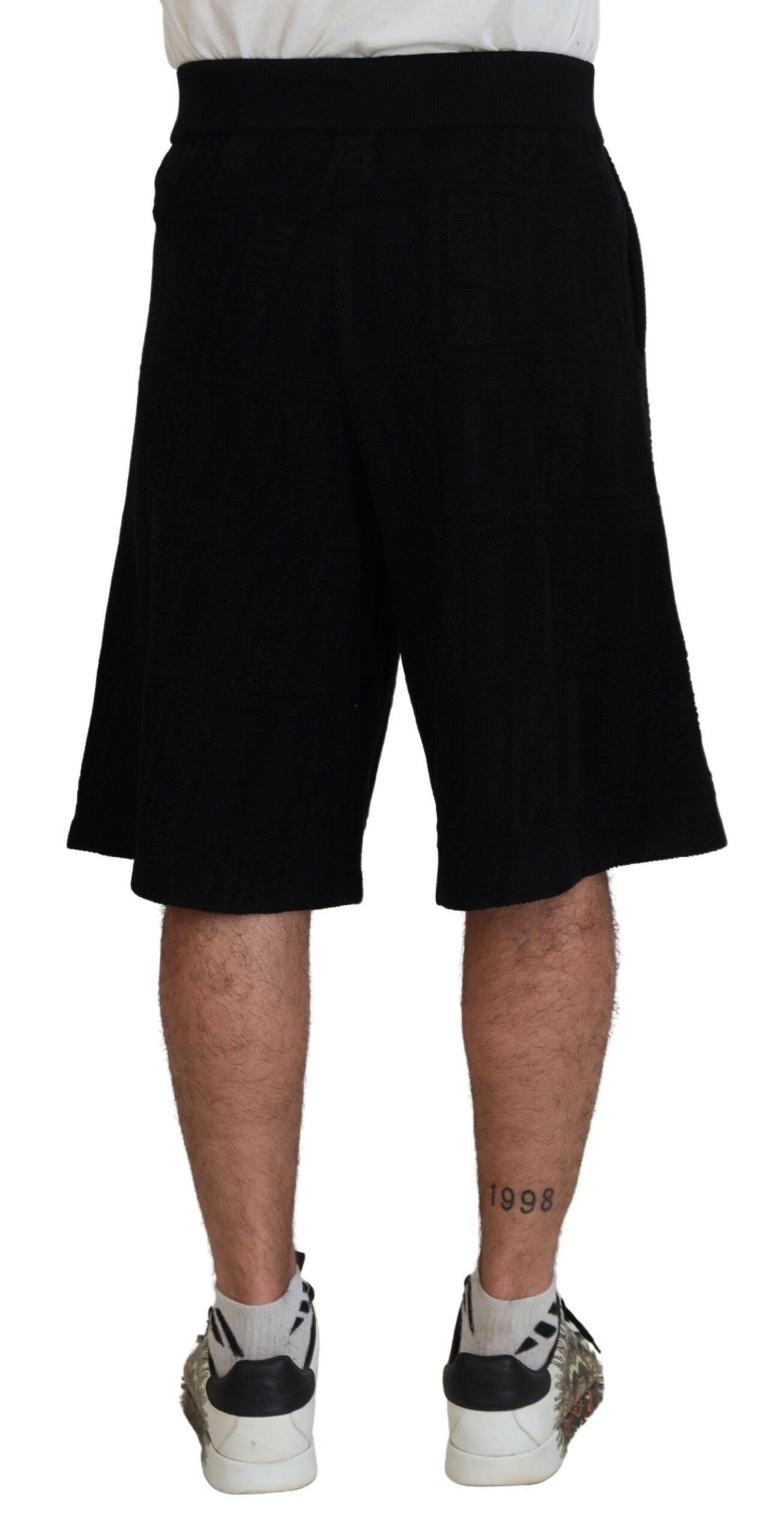 Dsquared² Black Solid Pull On Men Casual Bermuda Shorts | Regal Royce