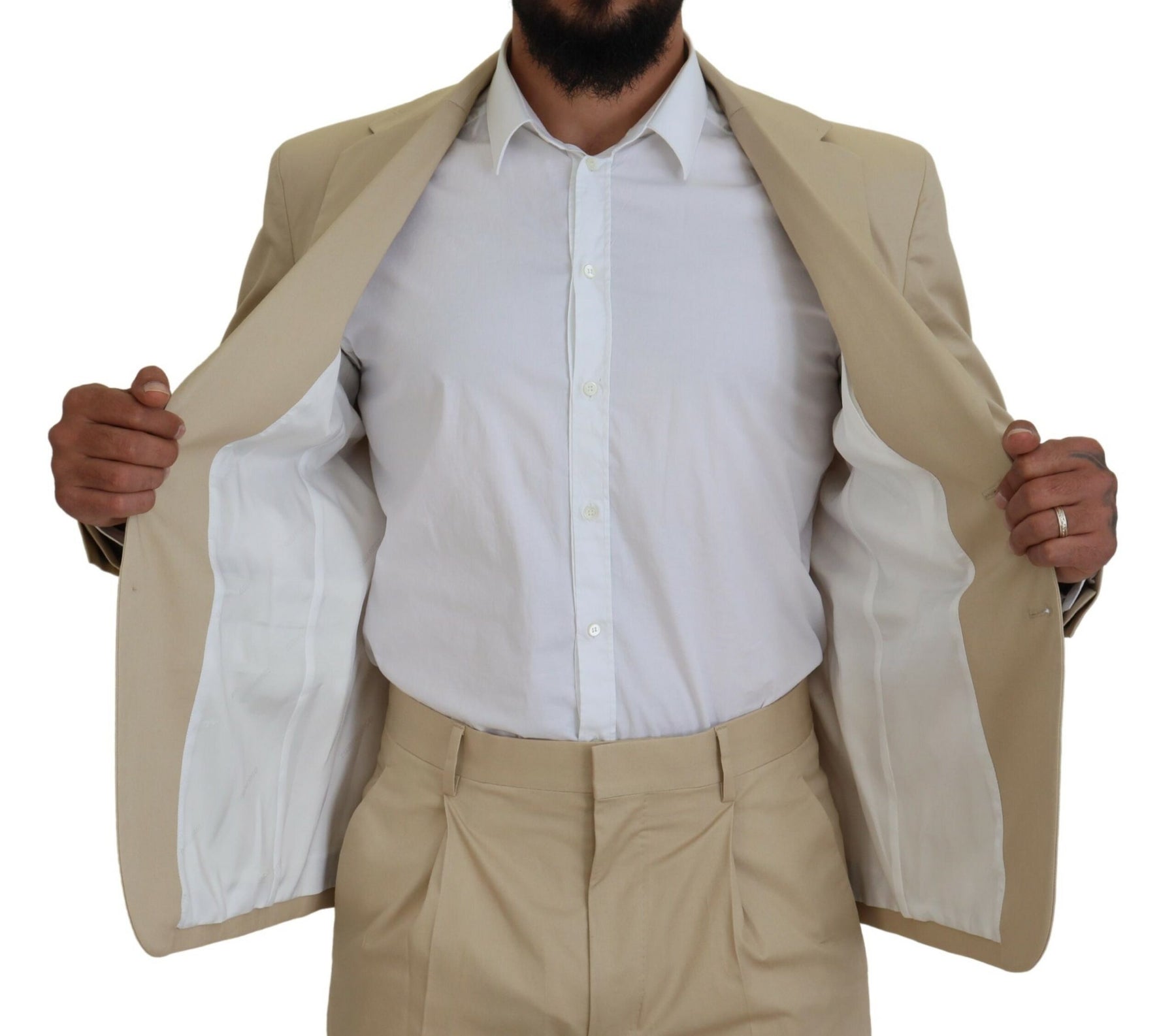 Dsquared² Beige Cotton Single Breasted 2 Piece CIPRO Suit | Regal Royce