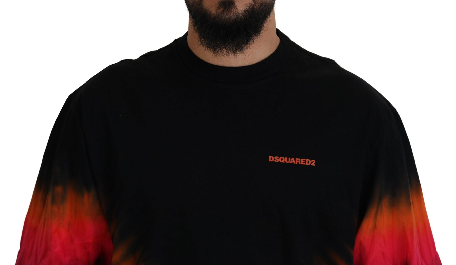 Dsquared² Black Orange Cotton Short Sleeves Crewneck T-shirt | Regal Royce