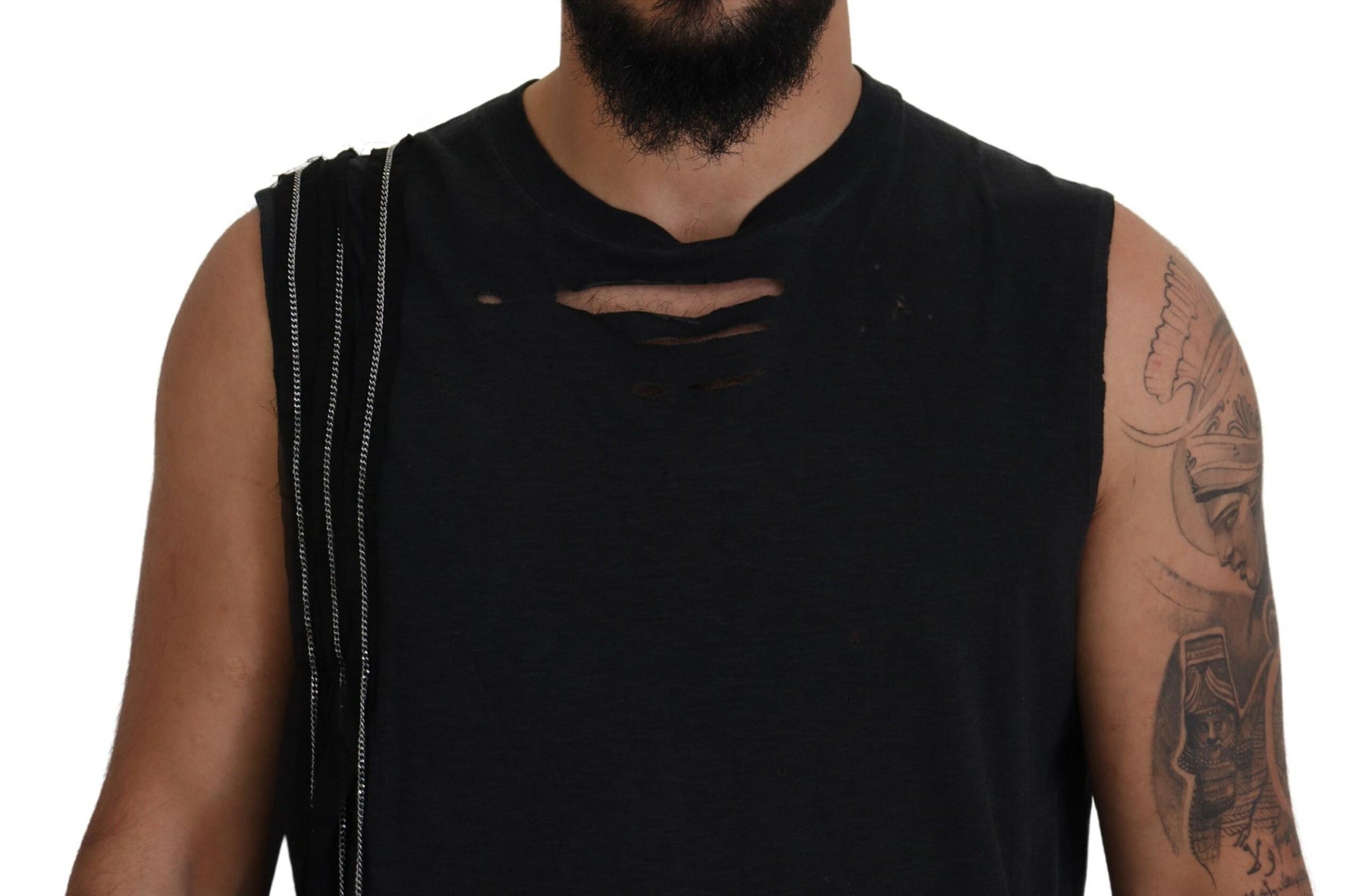 Dsquared² Black Chain Embellished Sleeveless Men Tank T-shirt | Regal Royce