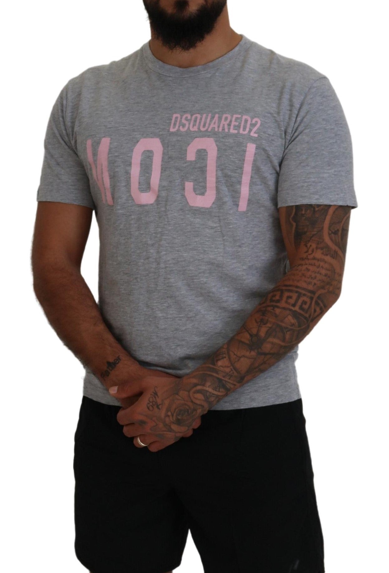 Dsquared² Gray Logo Cotton Short Sleeves Crewneck T-shirt | Regal Royce