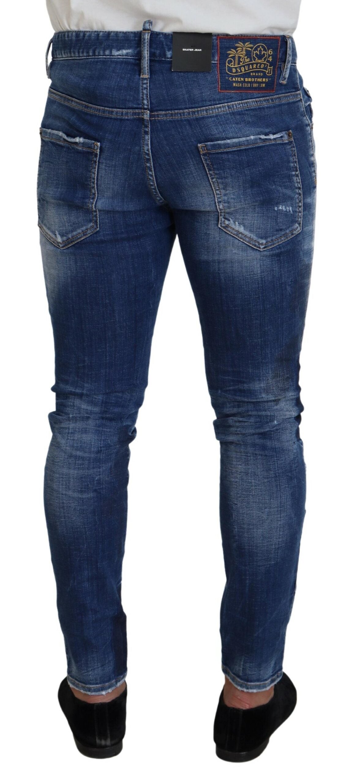 Dsquared² Blue Washed Patchwork Skinny Men Denim Jeans | Regal Royce