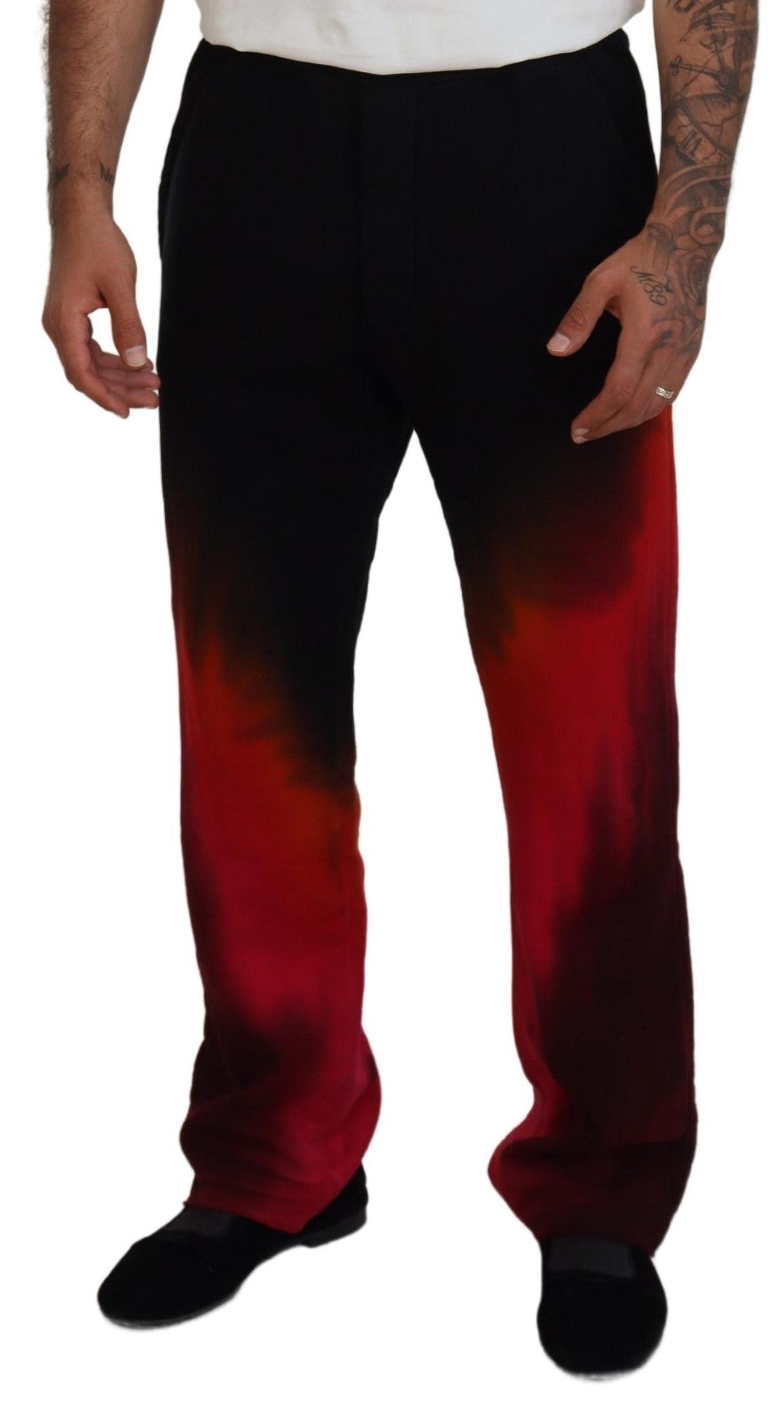 Dsquared² Black Red Cotton Logo Print Casual Pants | Regal Royce