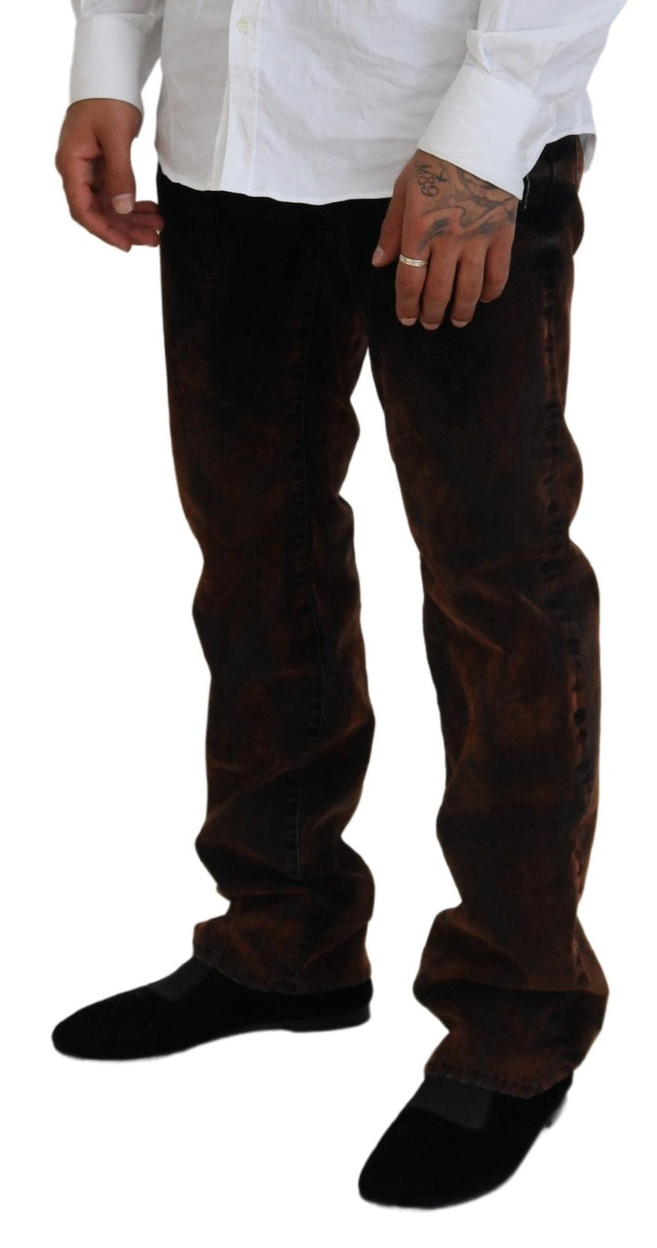 Dsquared² Brown Washed Cotton Straight Fit Casual Denim Jeans | Regal Royce