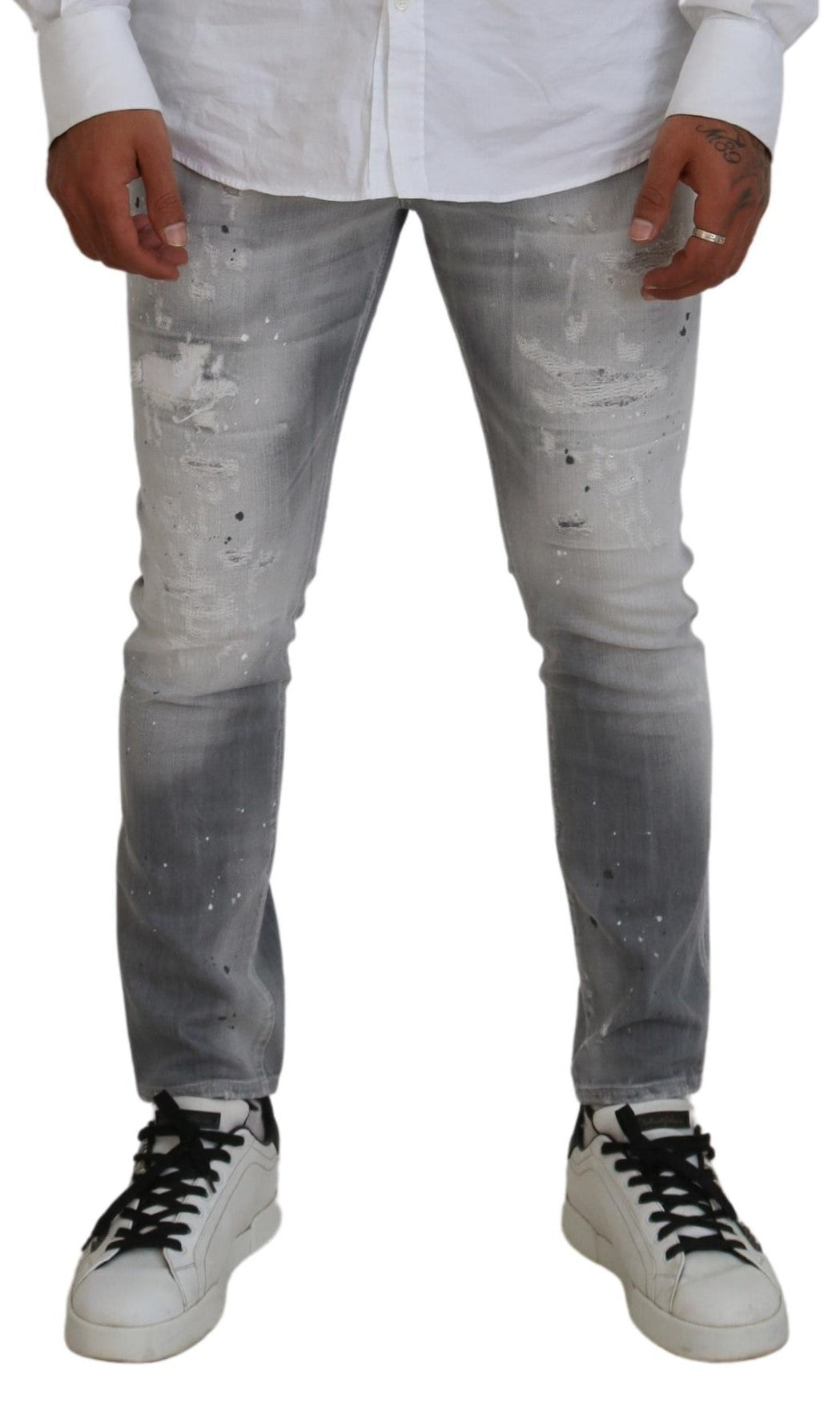 Dsquared² Gray Washed Cotton Slim Fit Casual Men Denim Jeans | Regal Royce