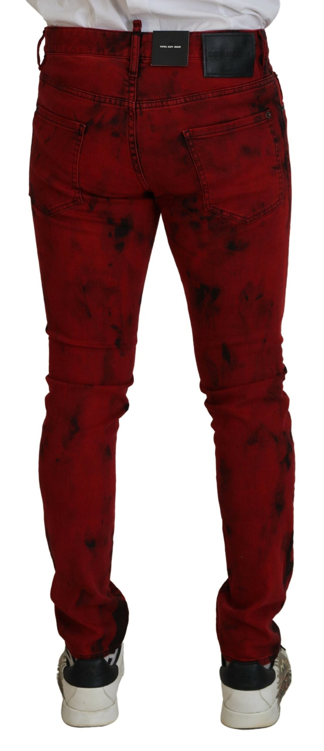 Dsquared² Red Cotton Tie Dye Skinny Casual Men Denim Jeans | Regal Royce