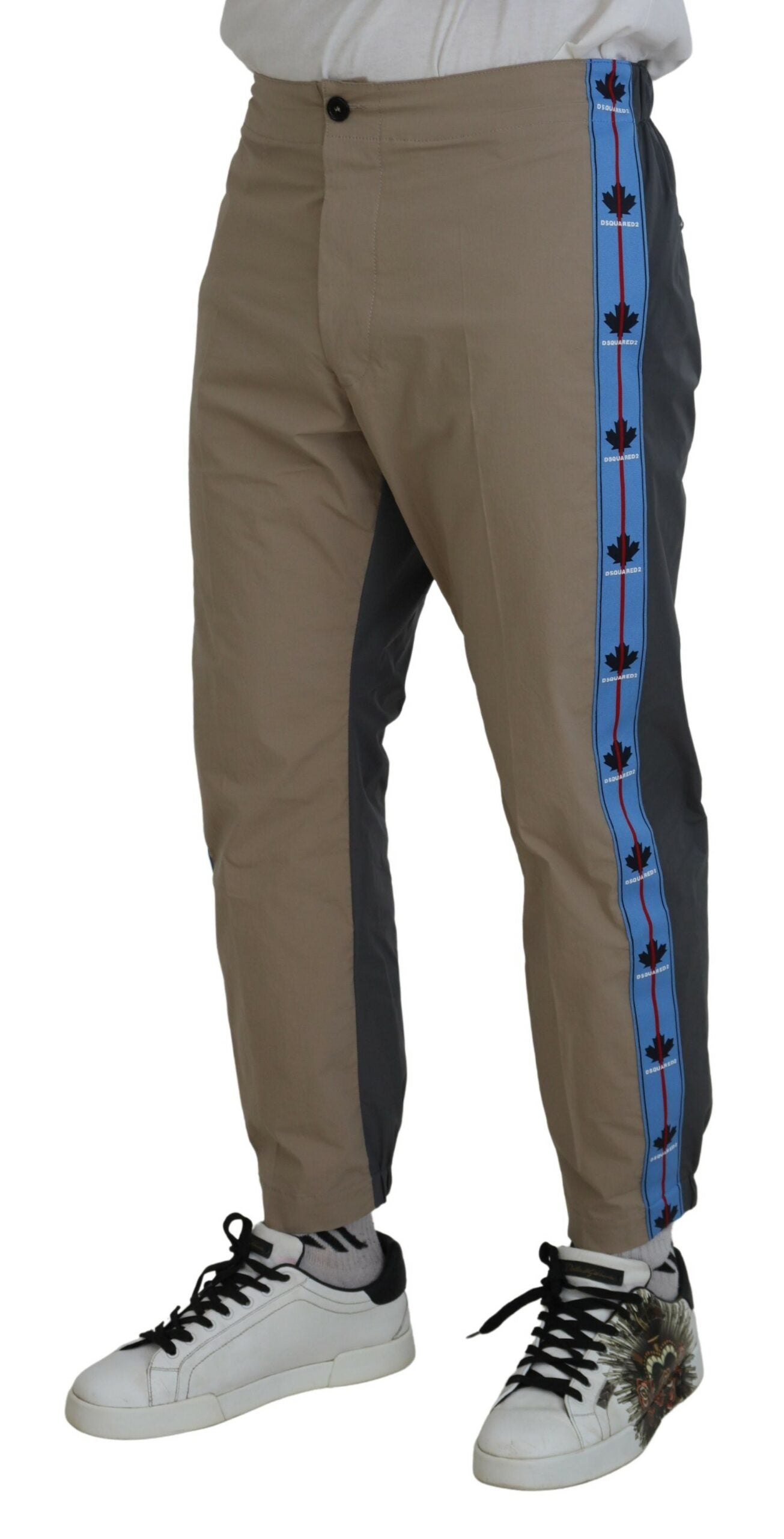 Dsquared² Cotton Brown Gray Two Tone Men Casual Pants | Regal Royce