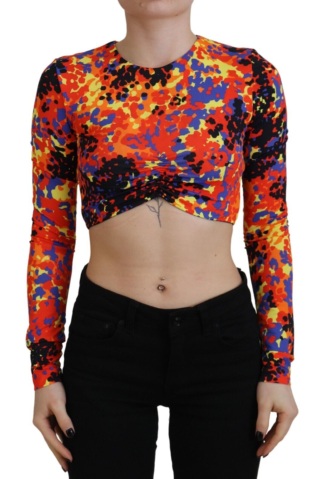 Dsquared² Multicolor Cami Long Sleeves Cropped Blouse Top | Regal Royce