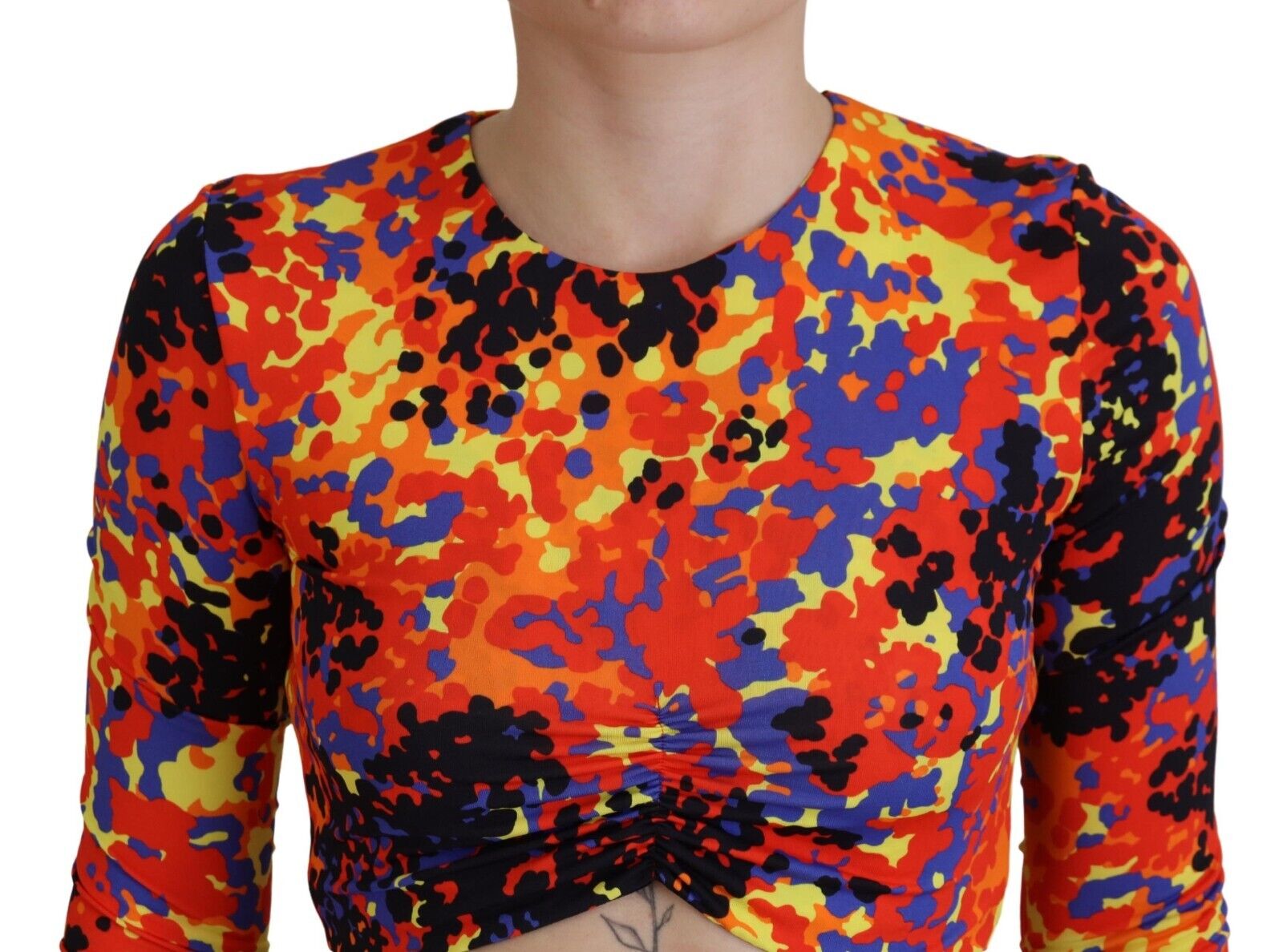 Dsquared² Multicolor Cami Long Sleeves Cropped Blouse Top | Regal Royce