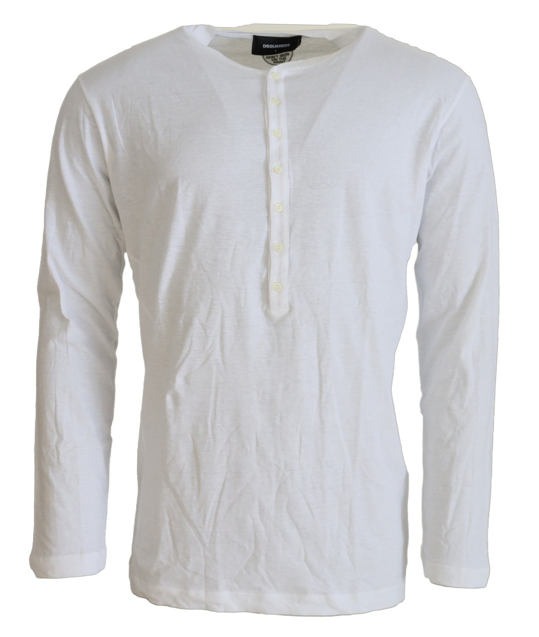 Dsquared² White Cotton Linen Long Sleeves Pullover Sweater | Regal Royce
