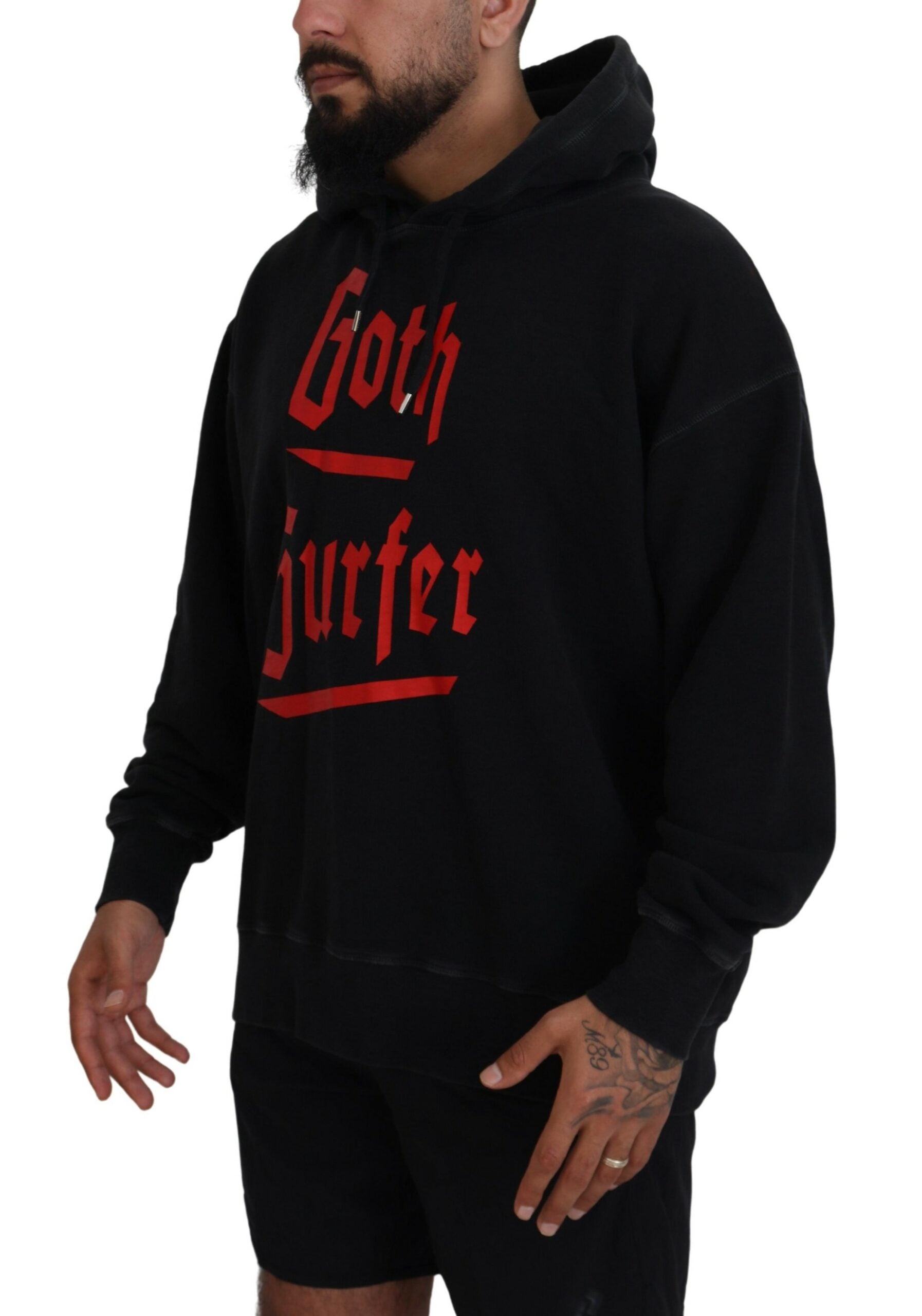 Dsquared² Black Cotton Hooded Printed Men Pullover Sweater | Regal Royce