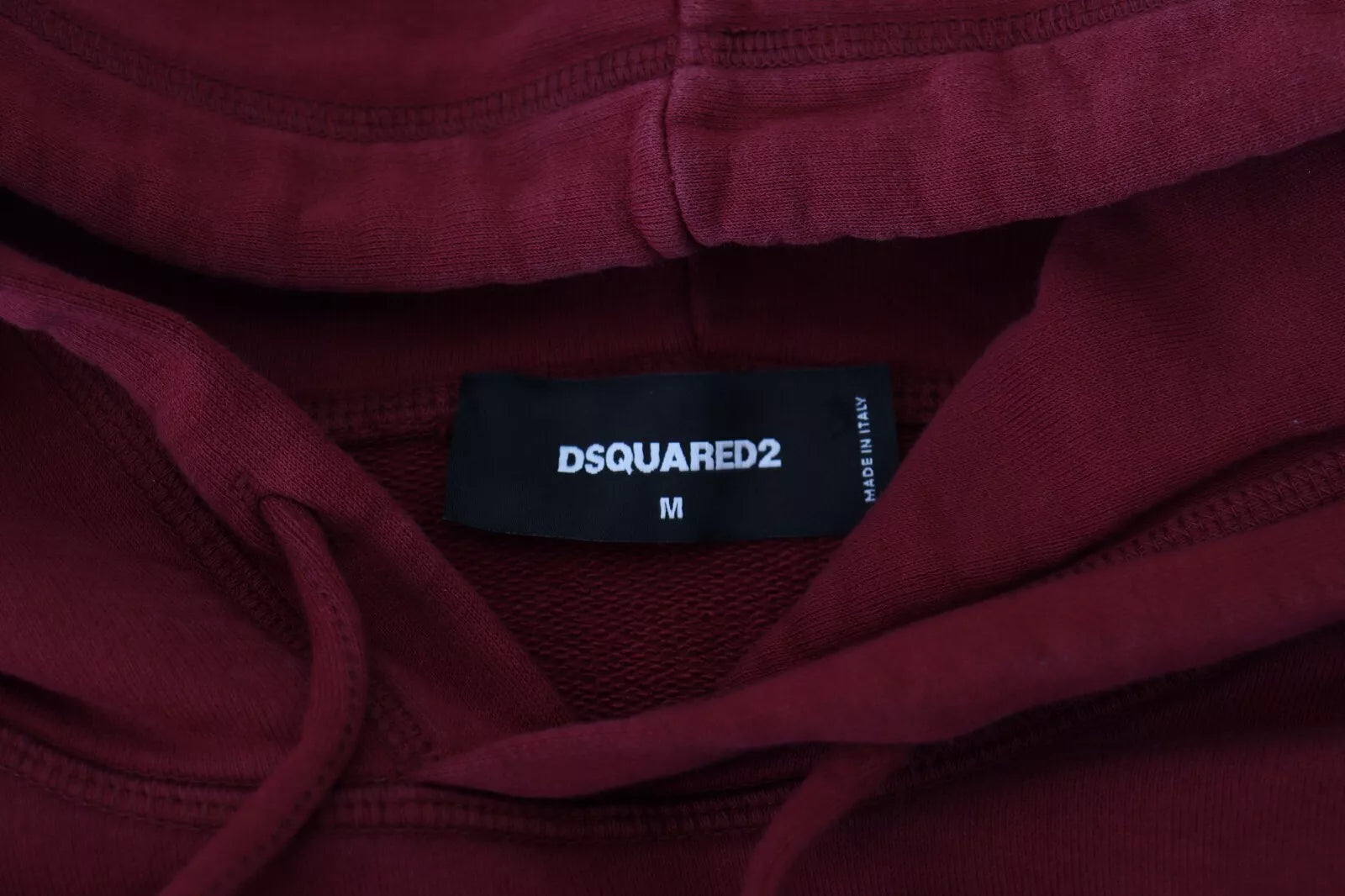 Dsquared² Maroon Cotton Tattered Hooded Printed Pullover Sweater | Regal Royce