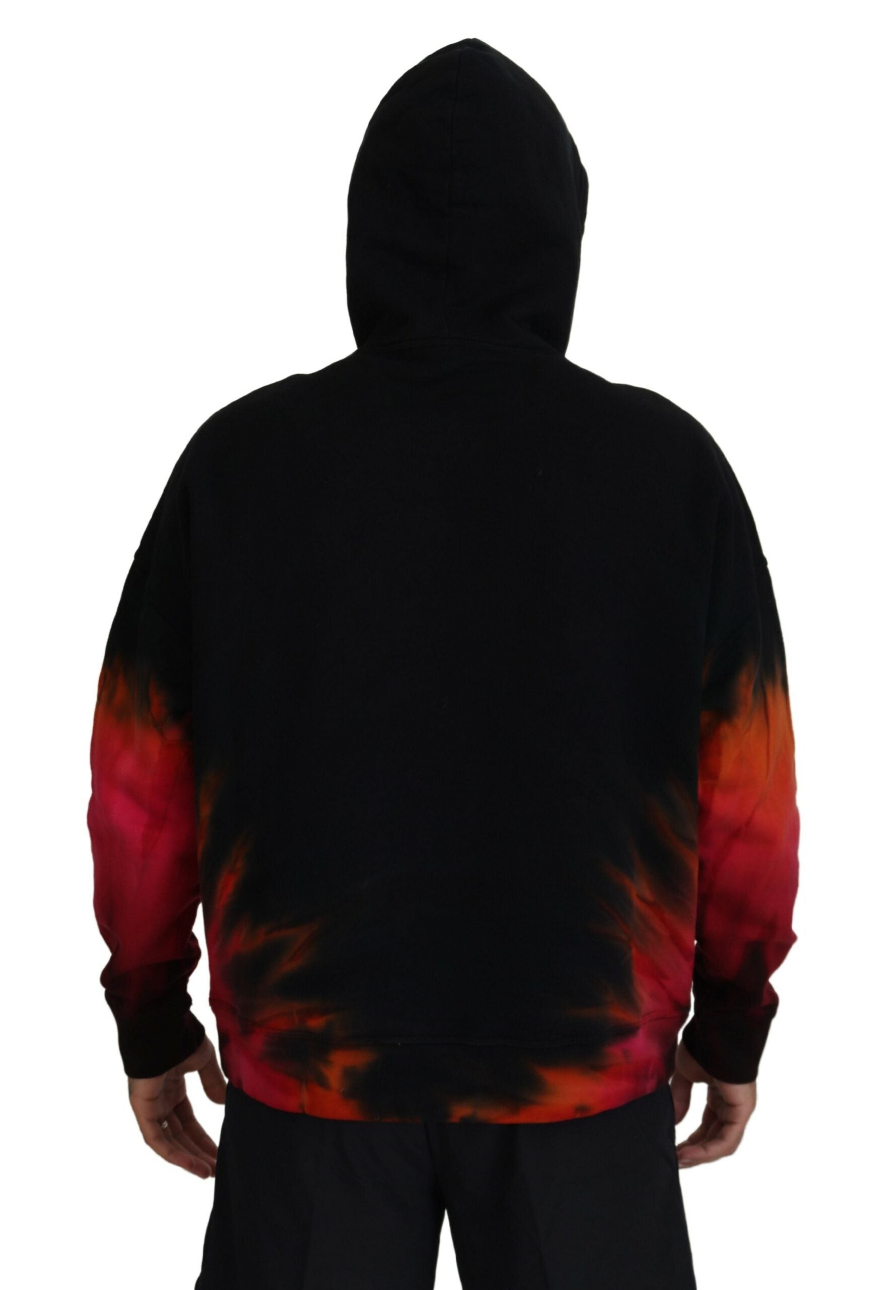 Dsquared² Black Red Cotton Hooded Tie Dye Pullover Sweater | Regal Royce