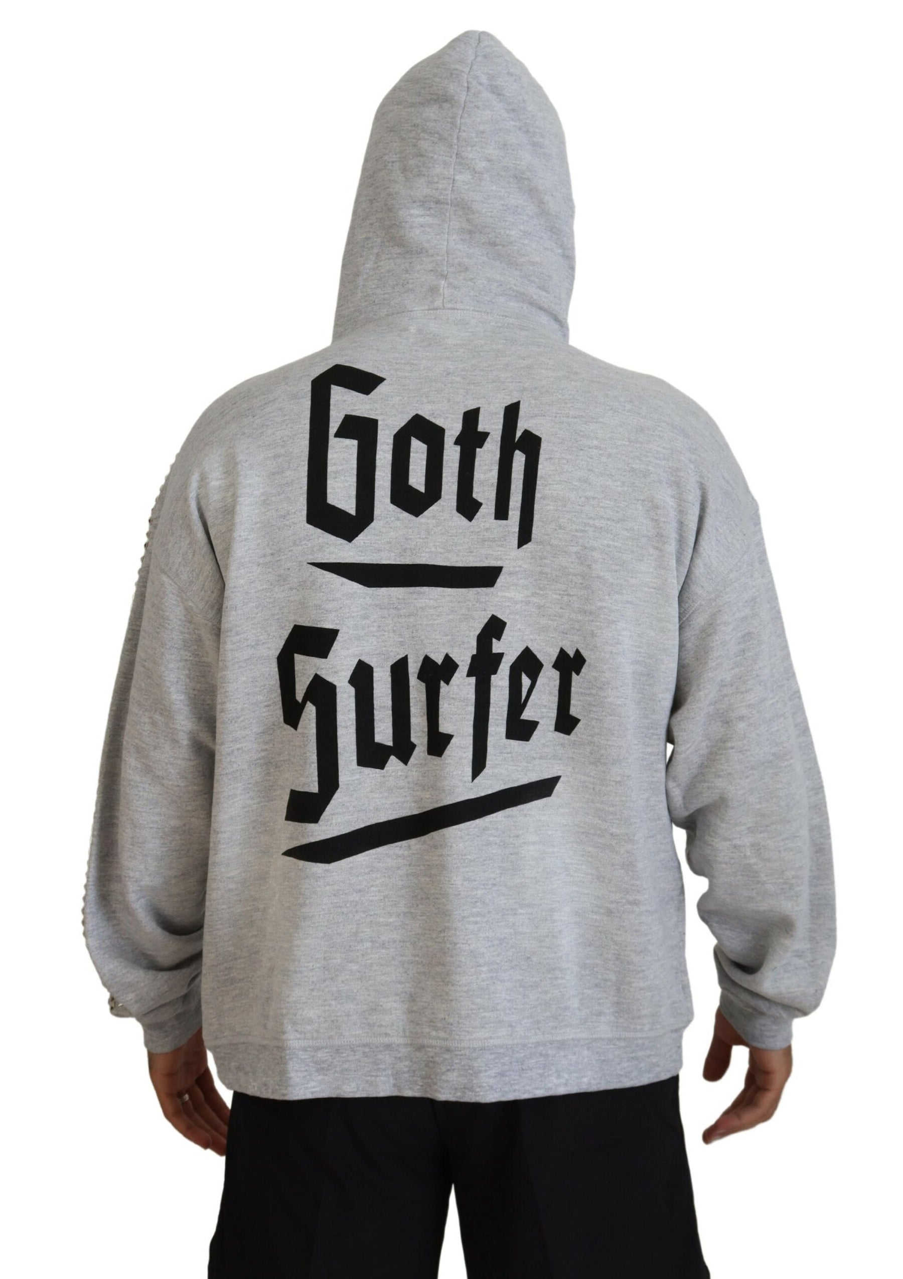 Dsquared² Gray Hooded Printed Crystal Embellishment Sweater | Regal Royce