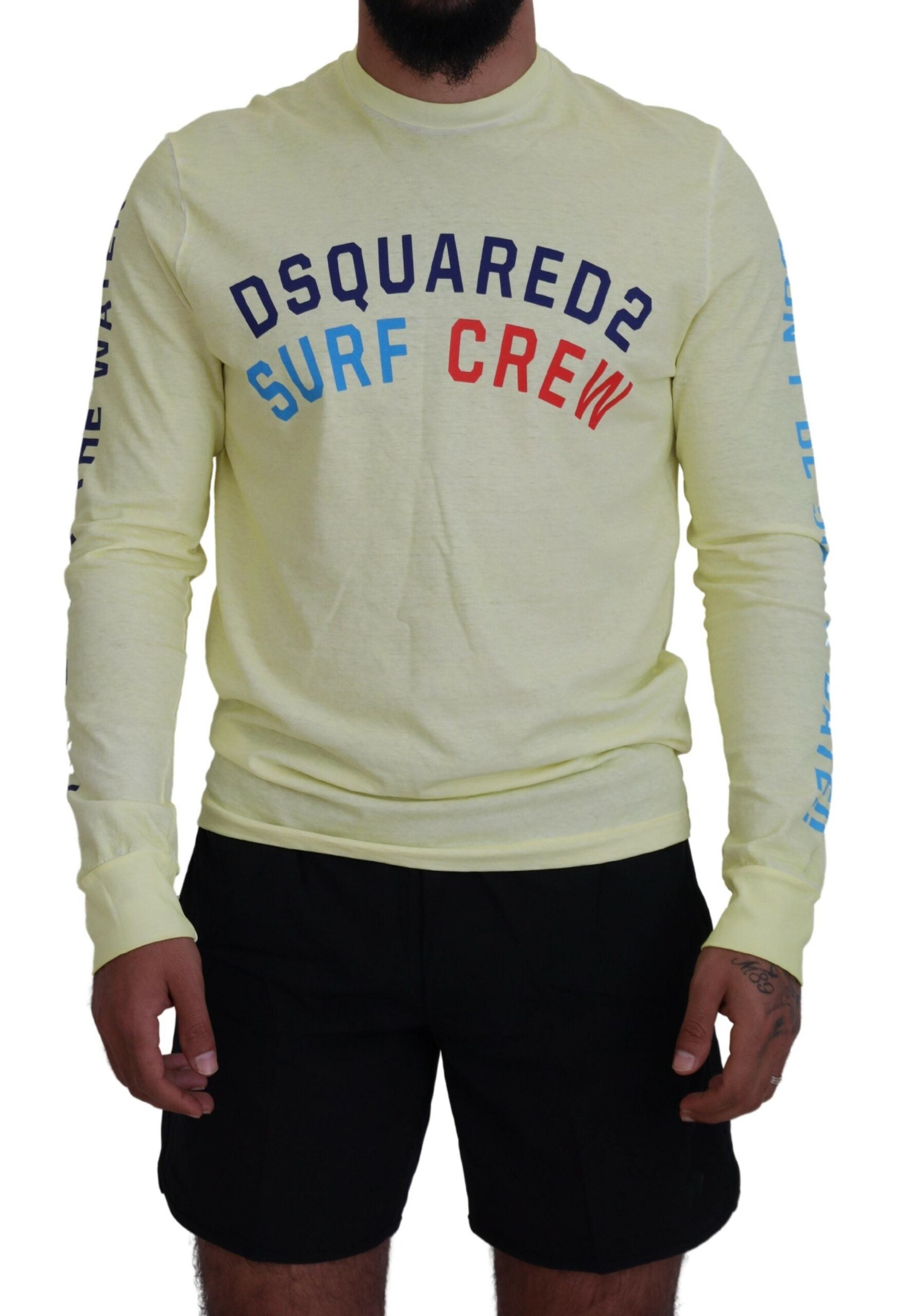 Dsquared² Yellow Colorful Print Long Sleeves Top T-shirt | Regal Royce