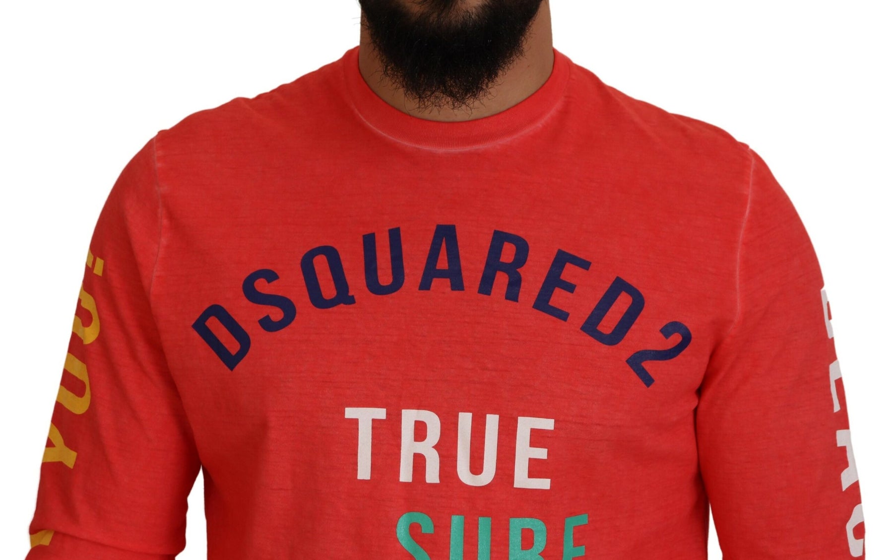 Dsquared² Orange Colorful Print Long Sleeves Top T-shirt | Regal Royce