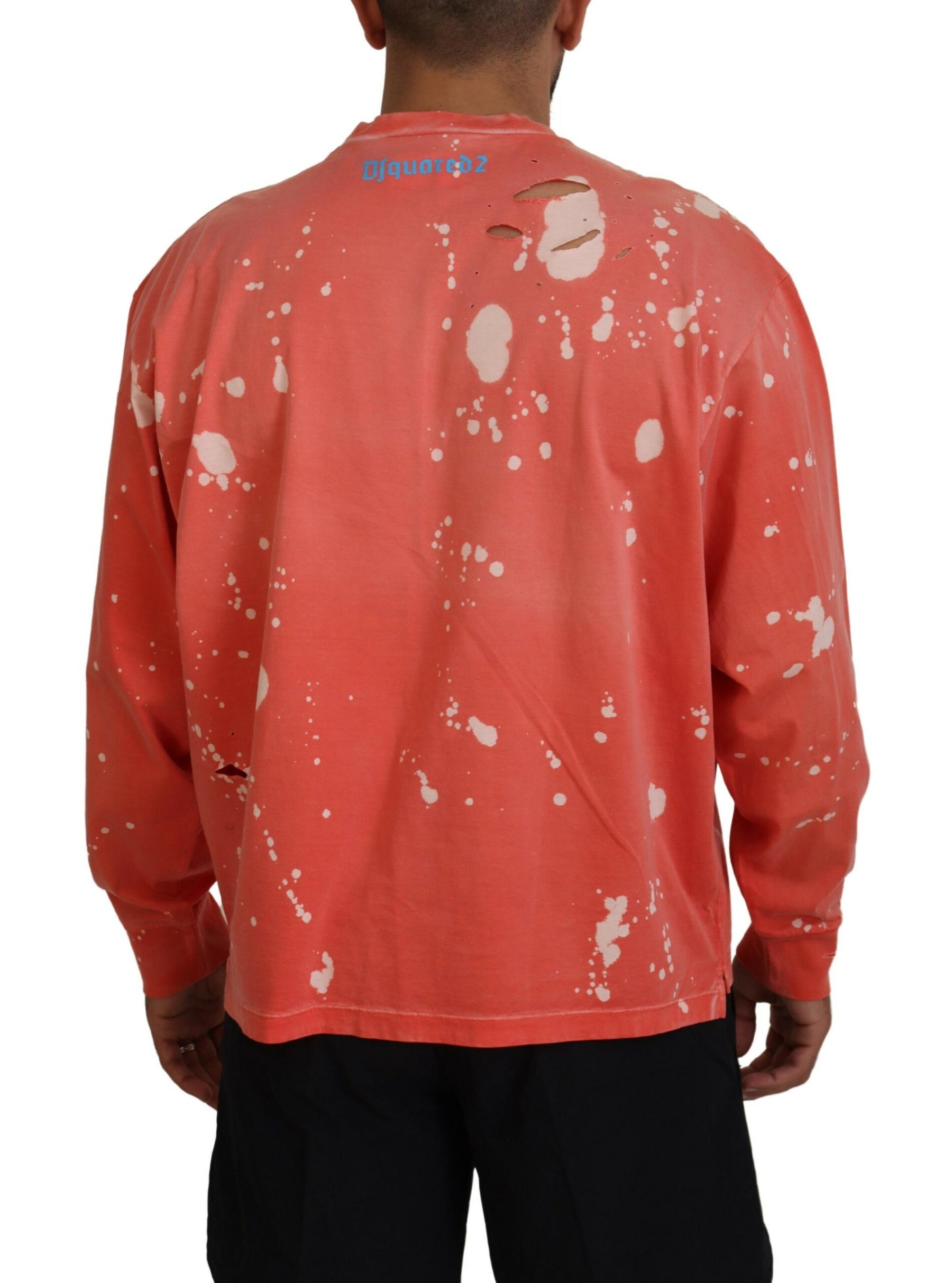 Dsquared² Orange Printed Long Sleeves Pullover Sweater | Regal Royce