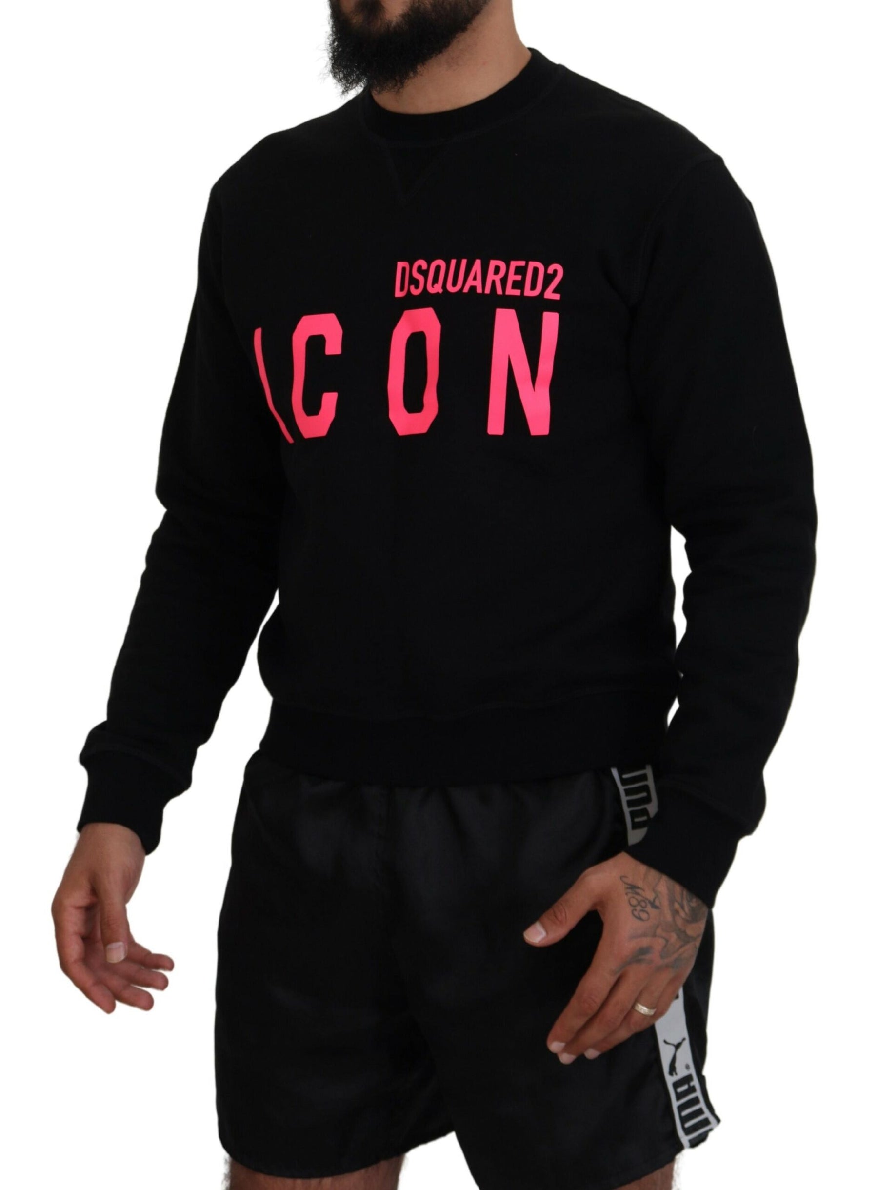 Dsquared² Black Printed Long Sleeves Pullover Sweater | Regal Royce