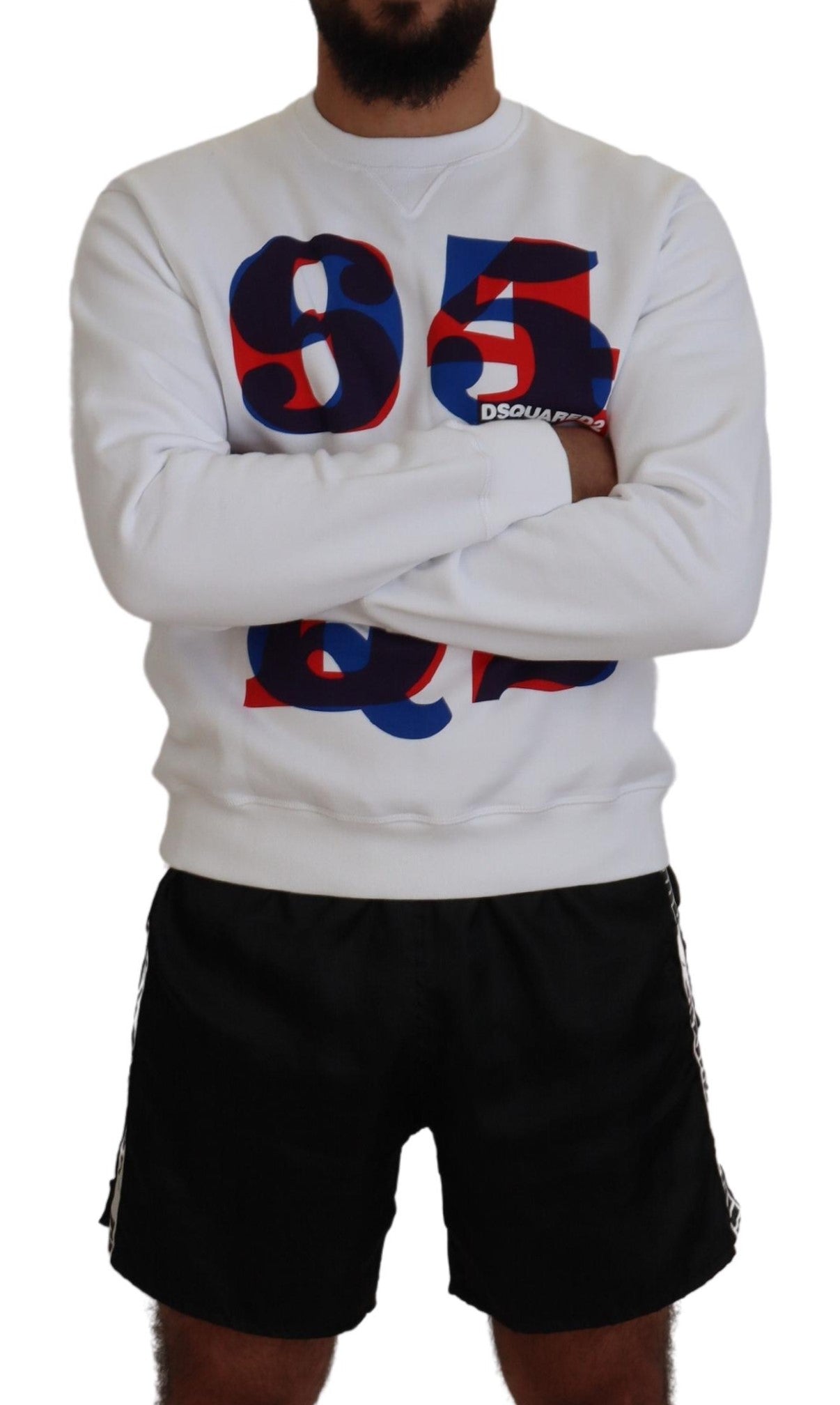 Dsquared² White Printed Long Sleeves Pullover Sweater | Regal Royce