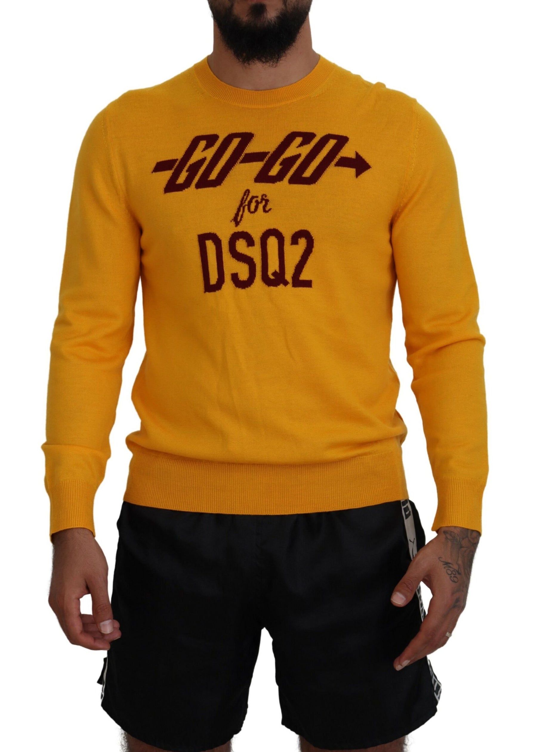 Dsquared² Orange Wool Long Sleeves Men Pullover Sweater | Regal Royce