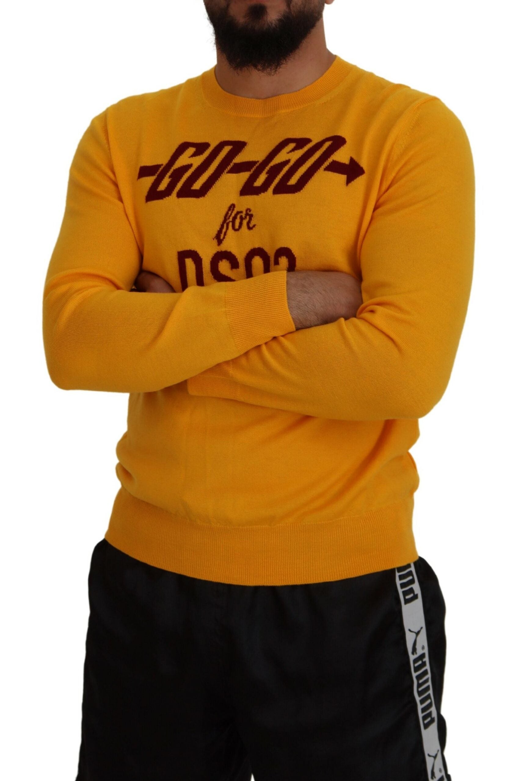 Dsquared² Orange Wool Long Sleeves Men Pullover Sweater | Regal Royce