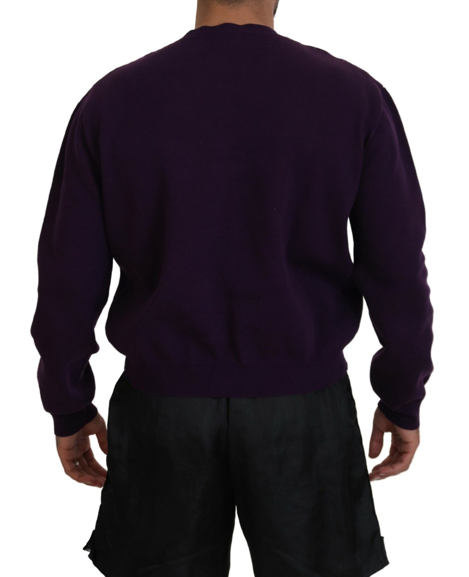 Dsquared² Purple Cotton Printed Men Pullover Sweater | Regal Royce