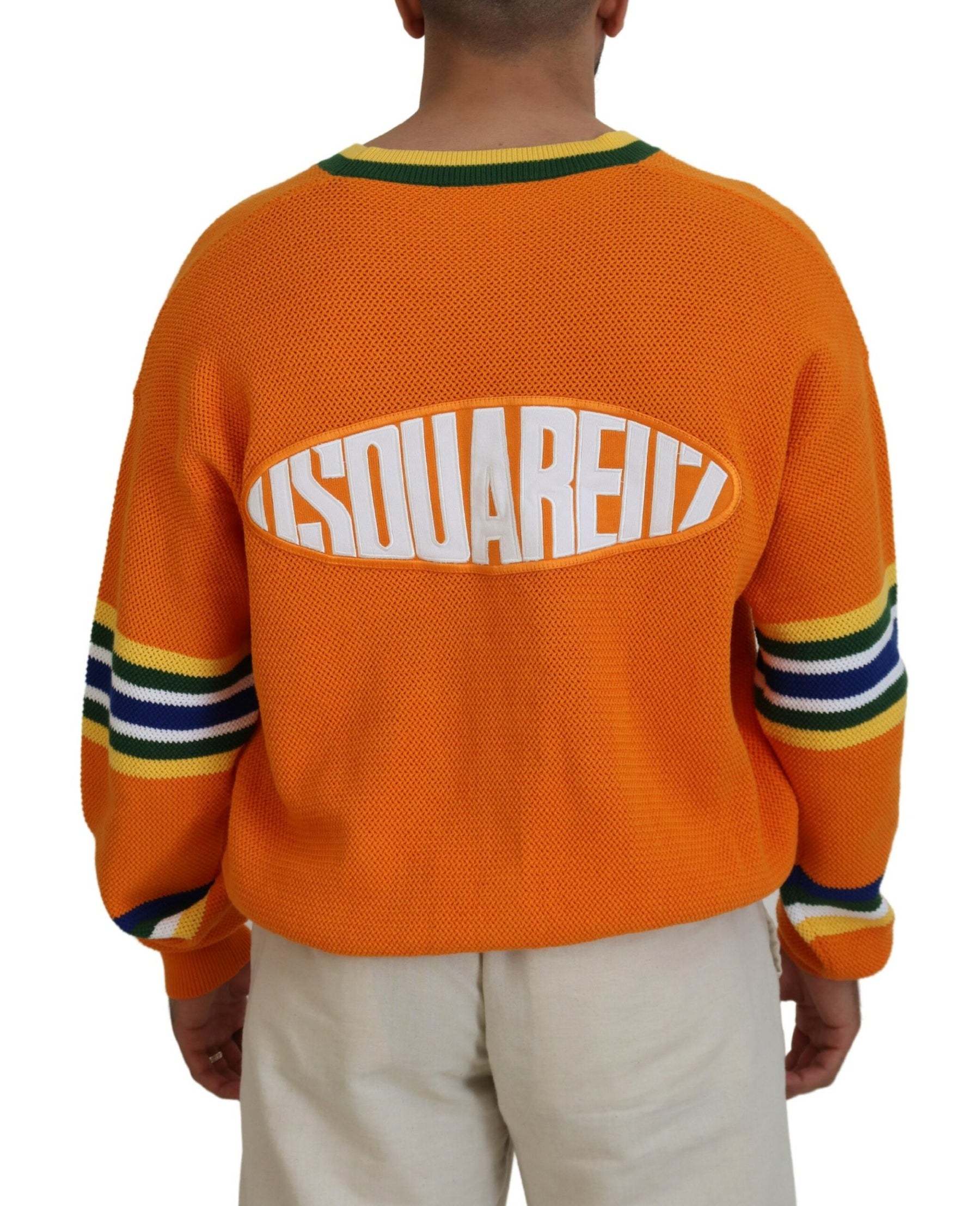 Dsquared² Orange Cotton Long Sleeves Men Cardigan Sweater | Regal Royce