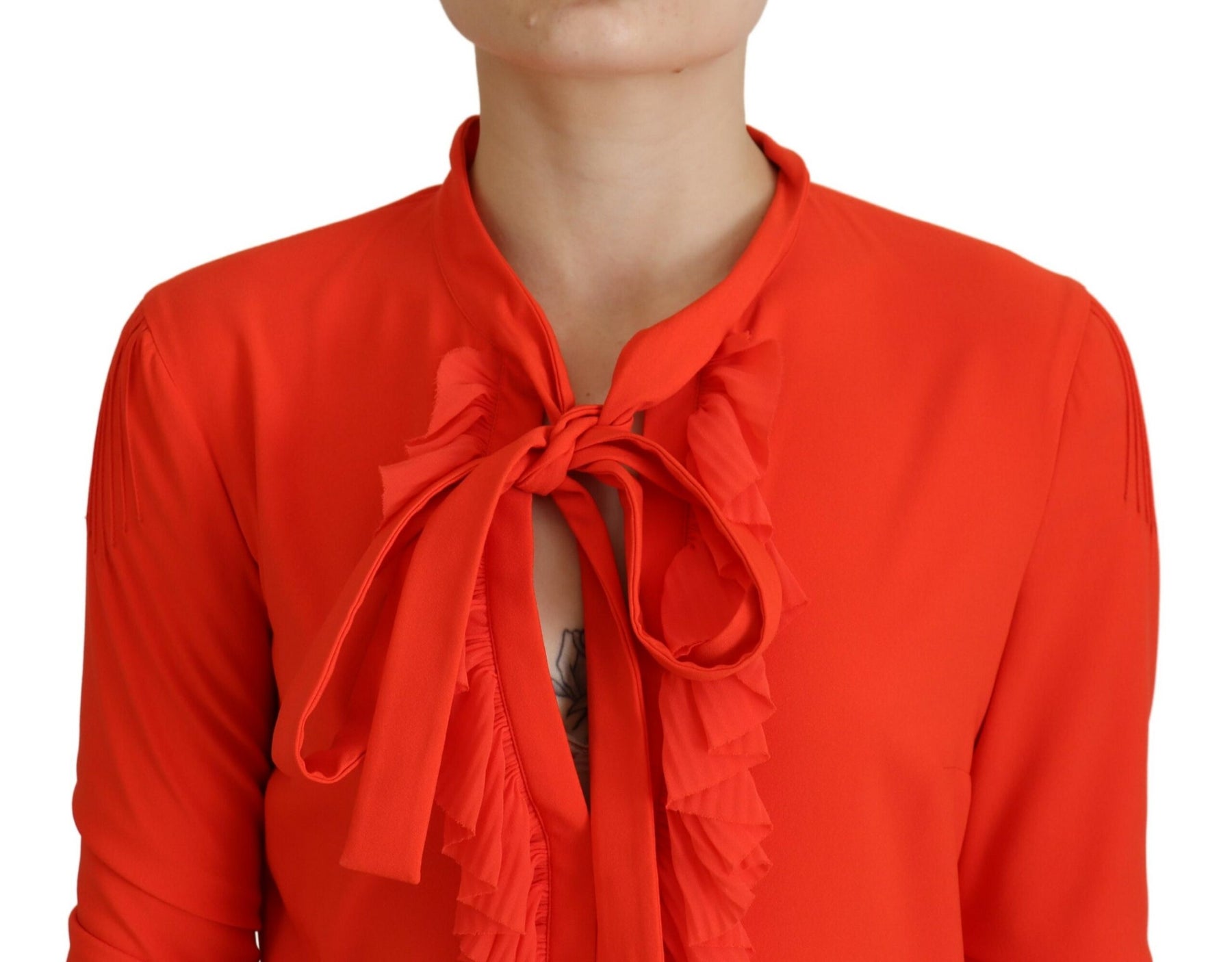 Dsquared² Red Polyester Long Sleeves Pleated Midi Dress | Regal Royce