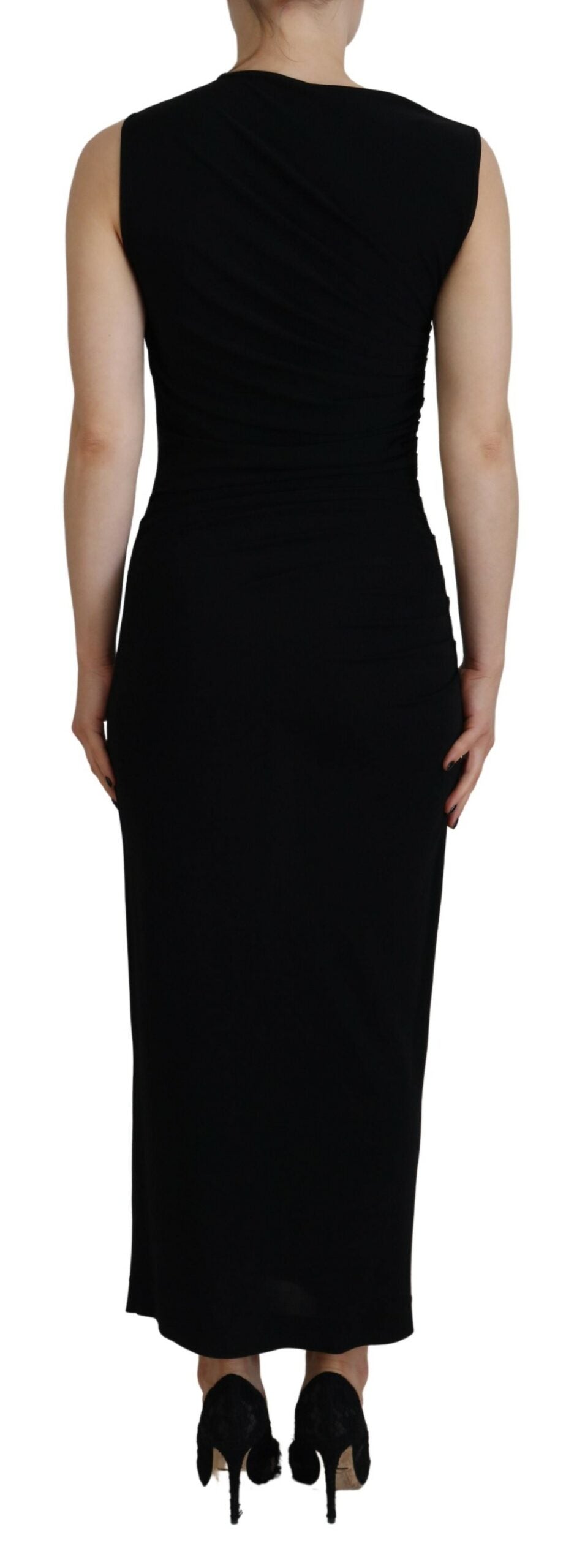 Dsquared² Black Viscose Sleeveless Ruched Maxi Dress | Regal Royce