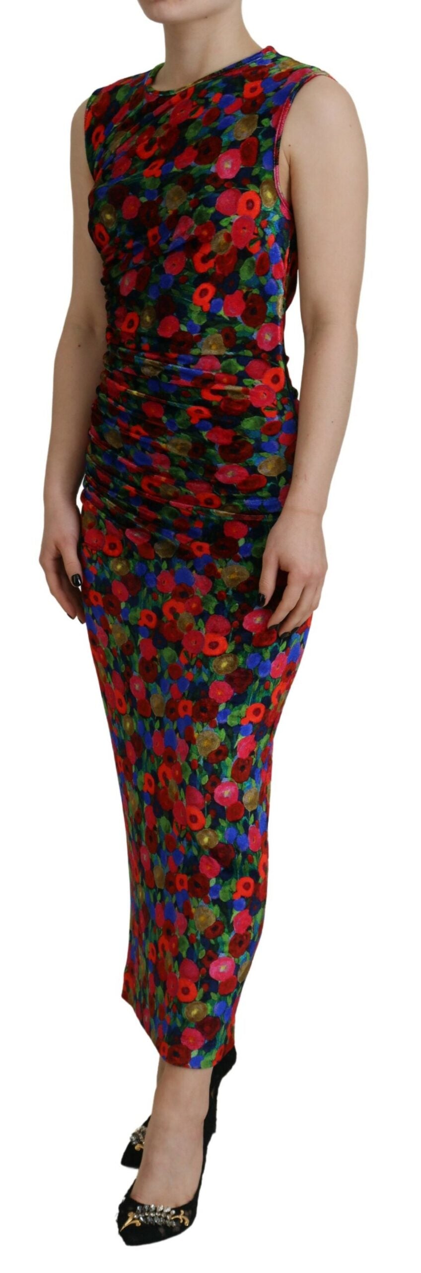 Dsquared² Multicolor Floral Bodycon Ruched Maxi Dress | Regal Royce
