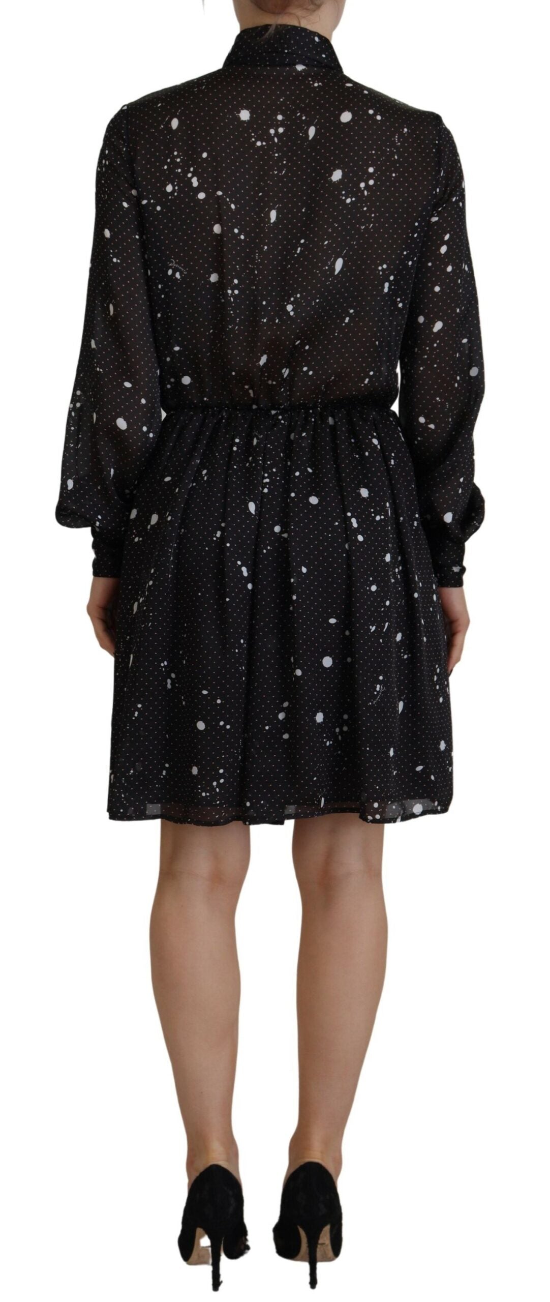 Dsquared² Black Polka Dot Long Sleeves Button Down Dress | Regal Royce