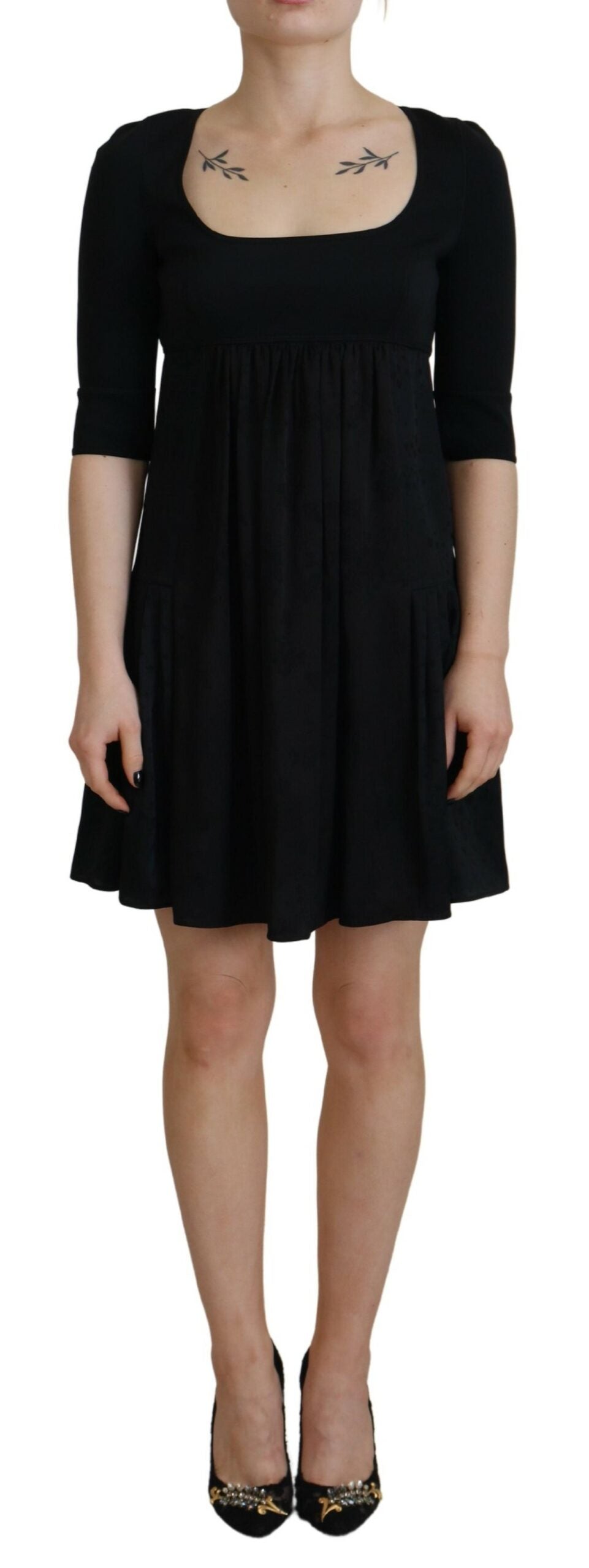 Dsquared² Black Acetate Short Sleeves A-line Sheath Dress | Regal Royce