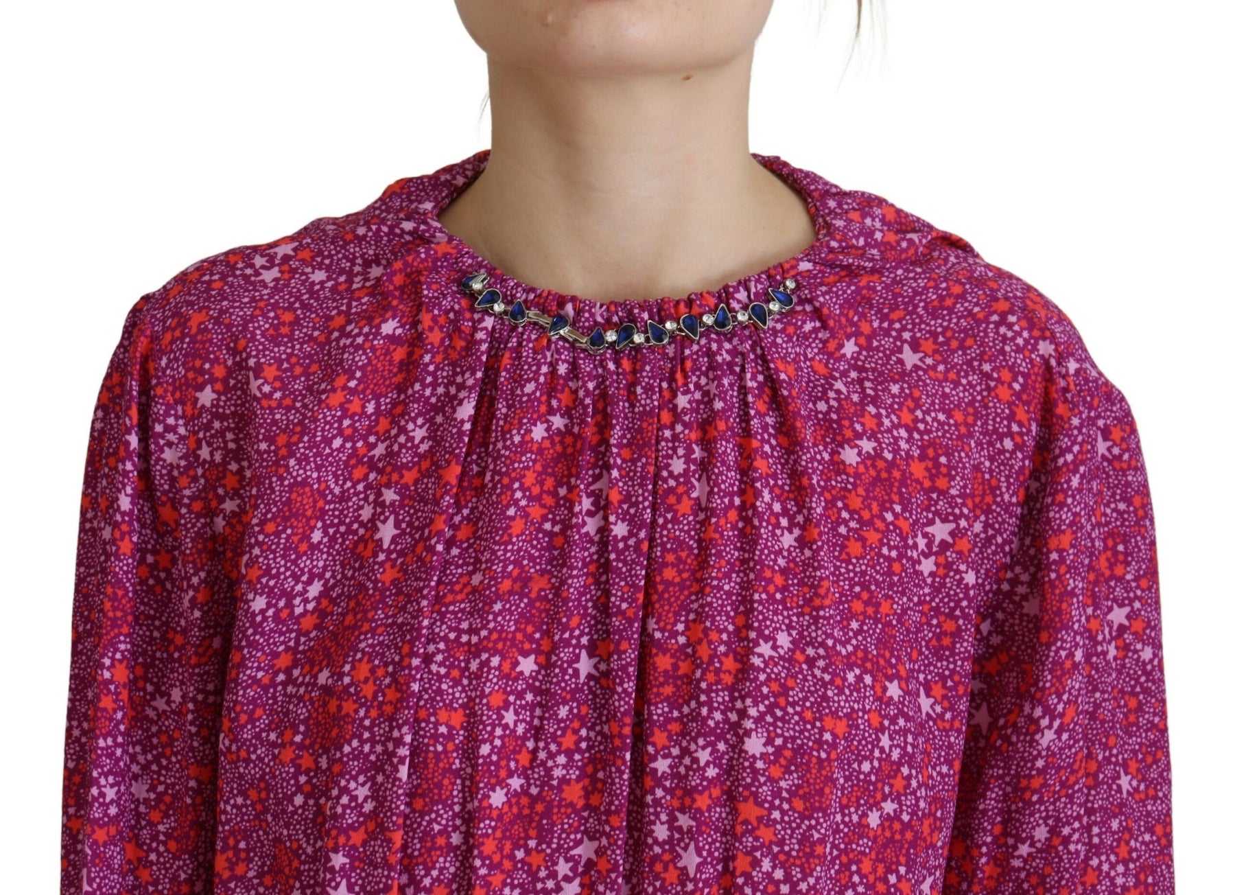 Dsquared² Fuchsia Stars Embellished Long Sleeves Dress | Regal Royce