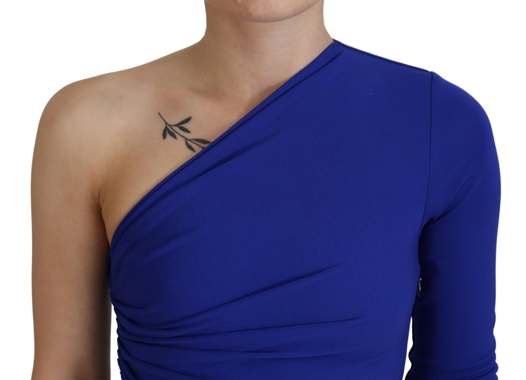 Dsquared² Blue Viscose One Shoulder Bodycon Ruched Mini Dress | Regal Royce