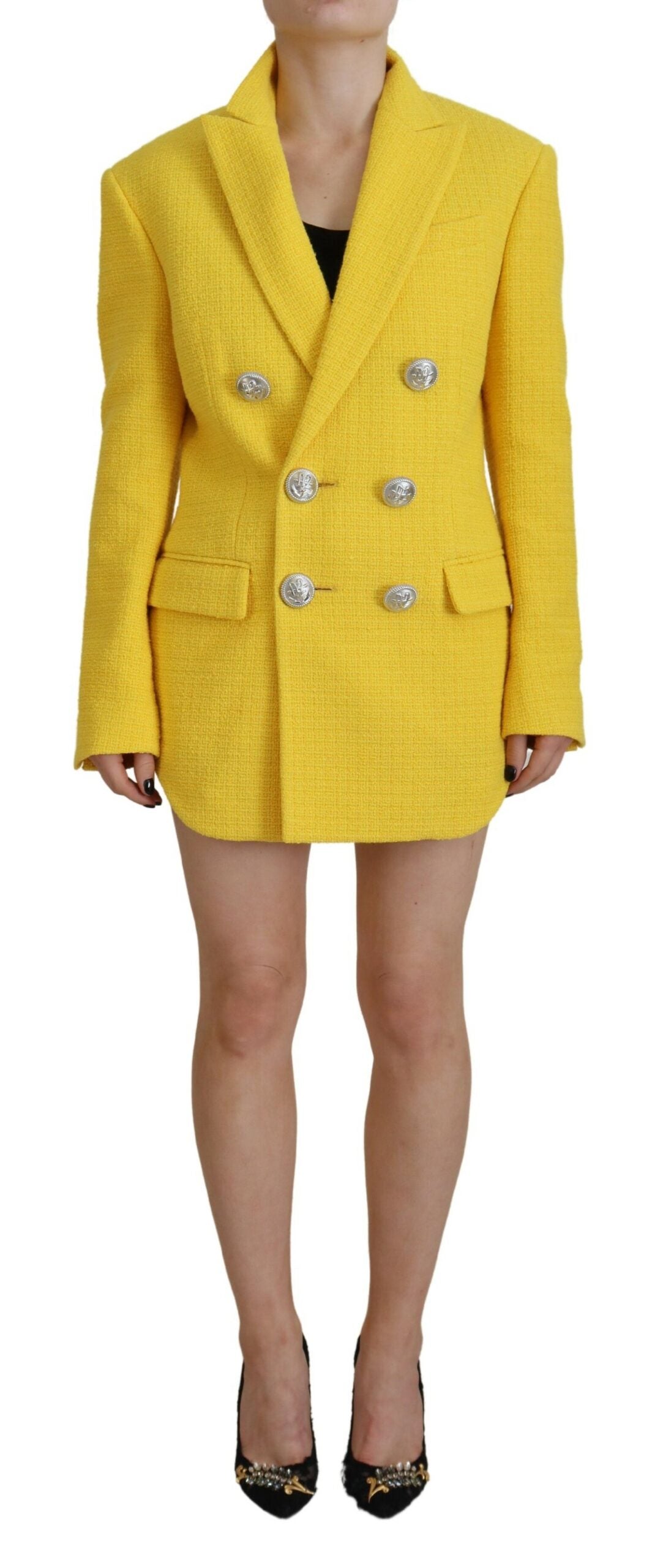 Dsquared² Yellow Peak Double Breasted Suit Blazer Short Set | Regal Royce