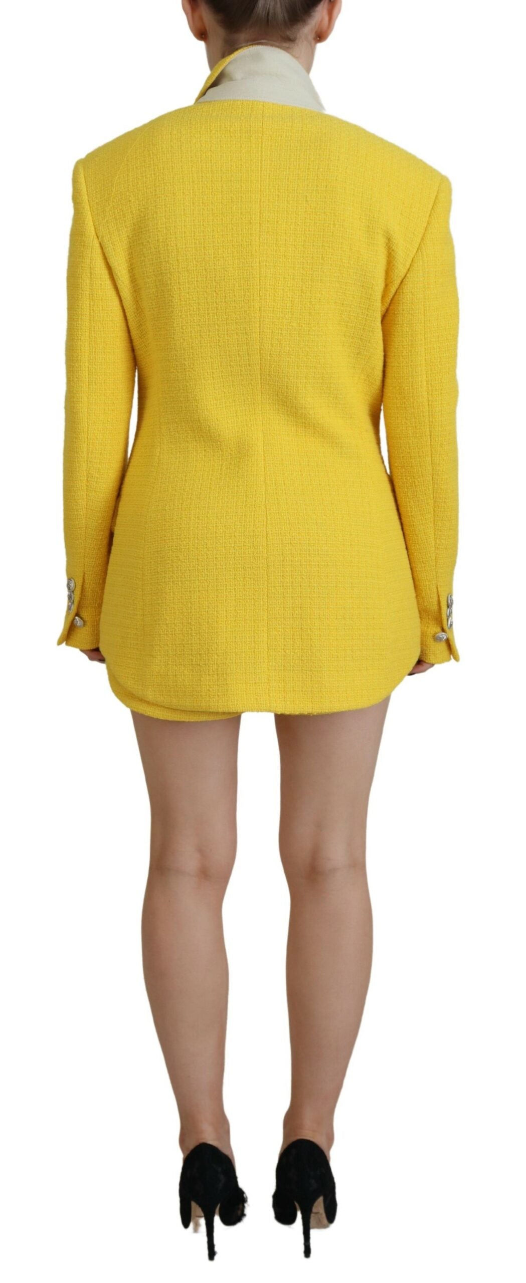 Dsquared² Yellow Peak Double Breasted Suit Blazer Short Set | Regal Royce