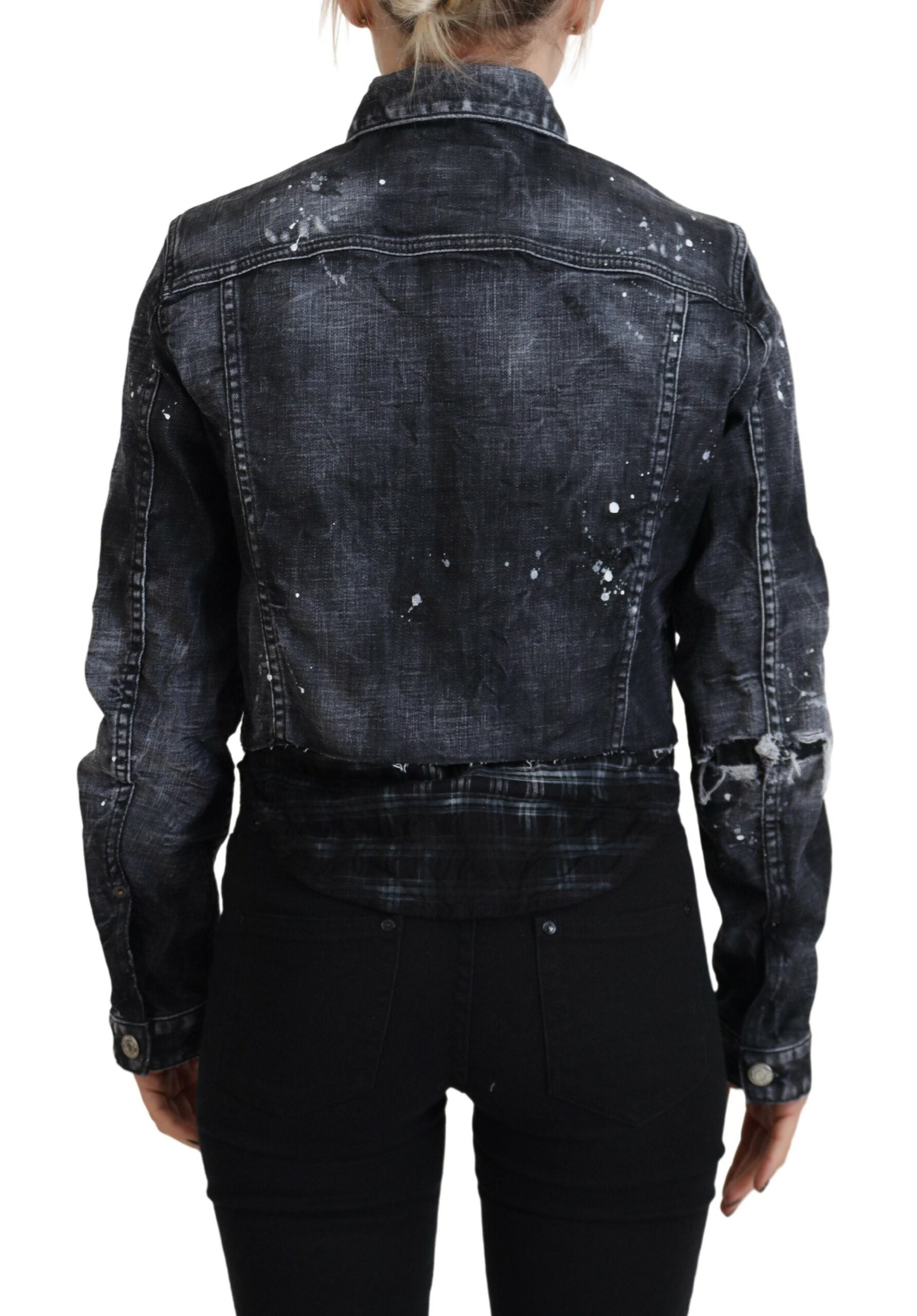 Dsquared² Gray Washed Cotton Distressed Denim Jacket | Regal Royce