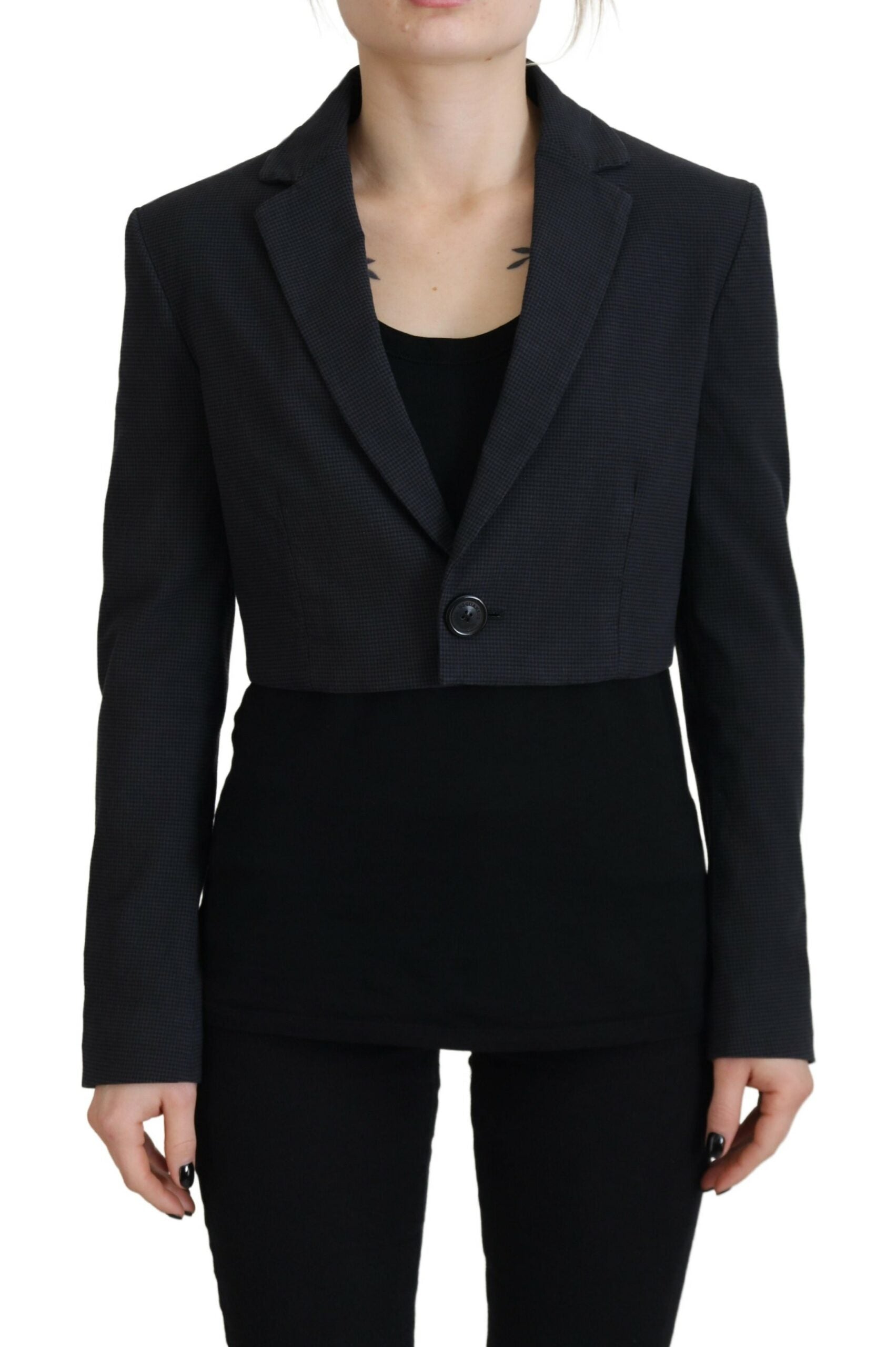 Dsquared² Black Cotton Cropped Button Blazer Jacket | Regal Royce