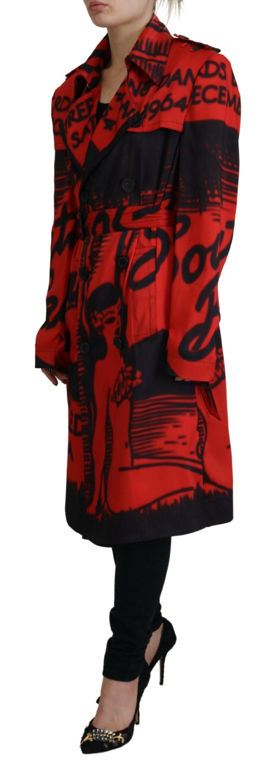 Dsquared² Red Printed Button Collared Desigual Coat Jacket | Regal Royce