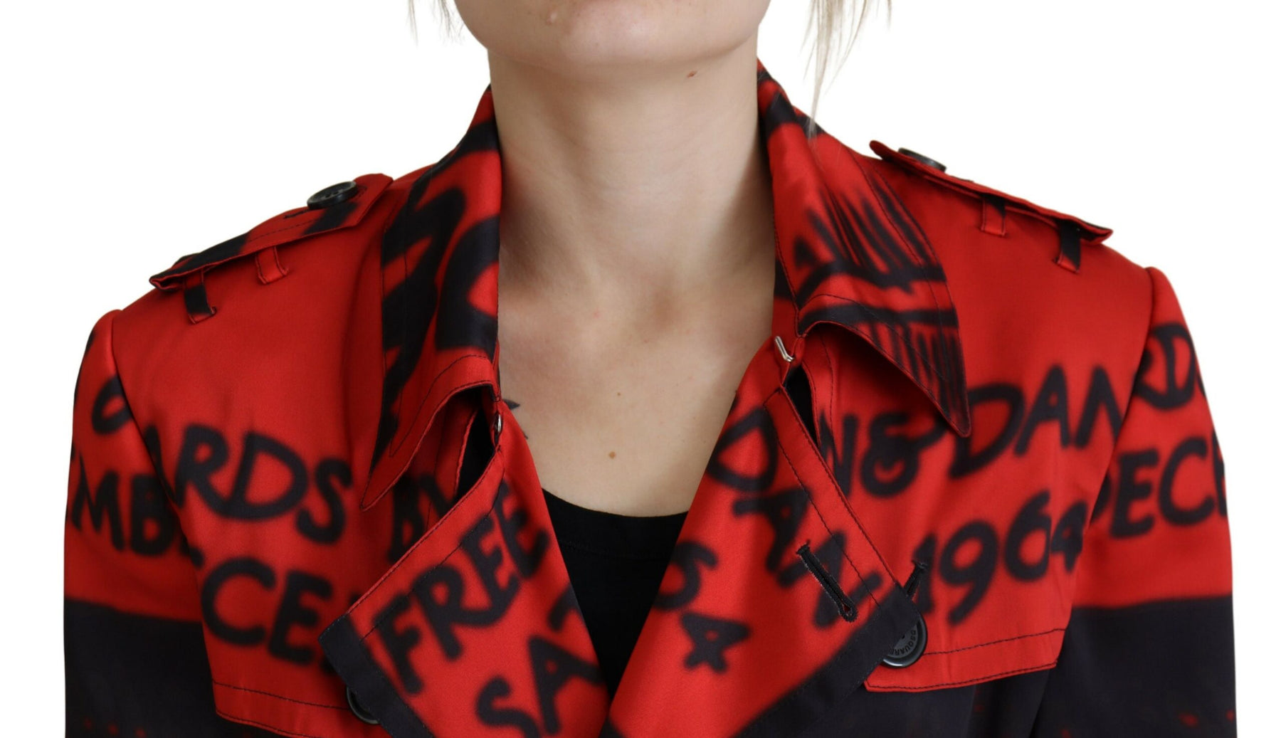 Dsquared² Red Printed Button Collared Desigual Coat Jacket | Regal Royce