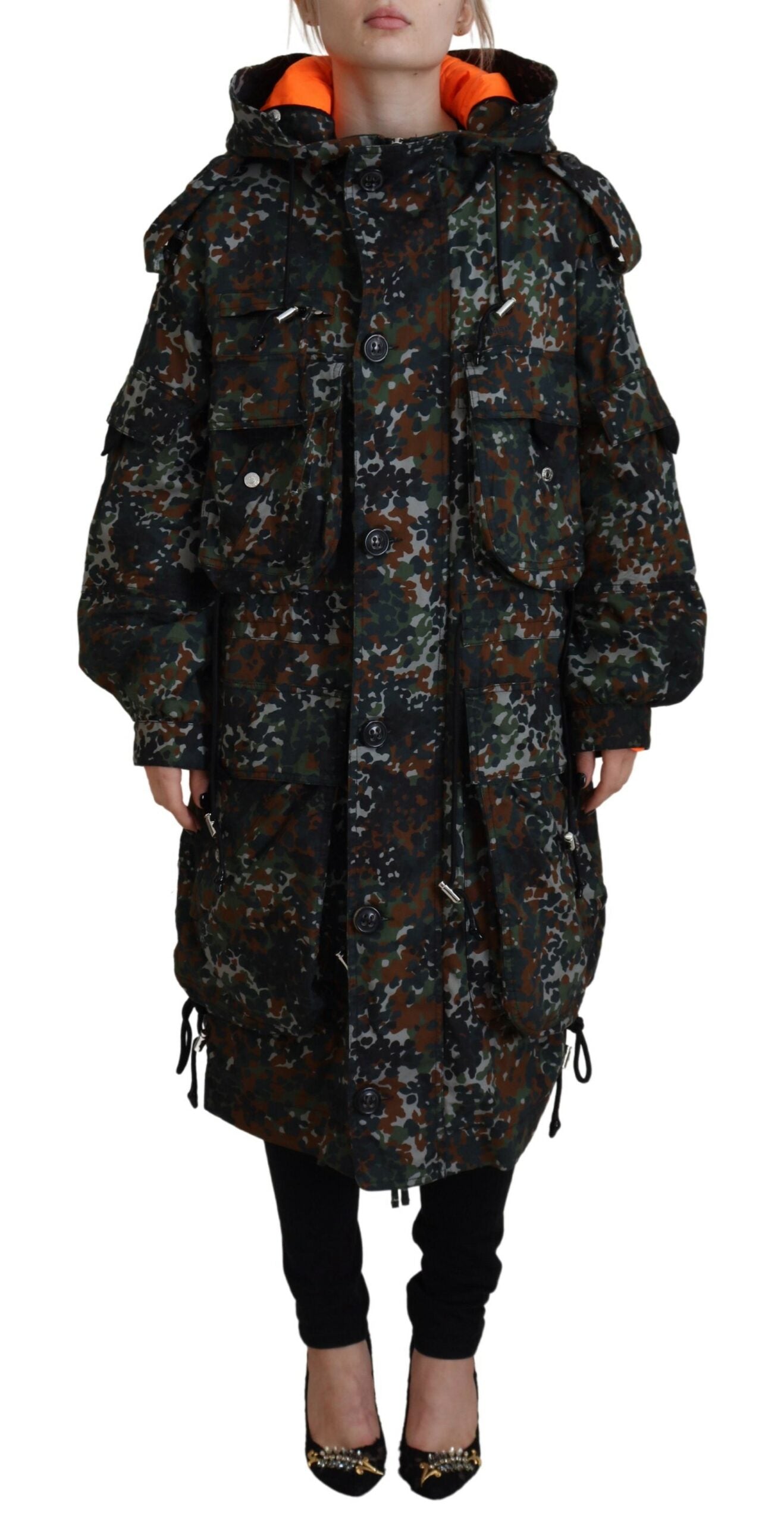 Dsquared² Green Hooded Goth Camouflage Print Parka Coat Jacket | Regal Royce